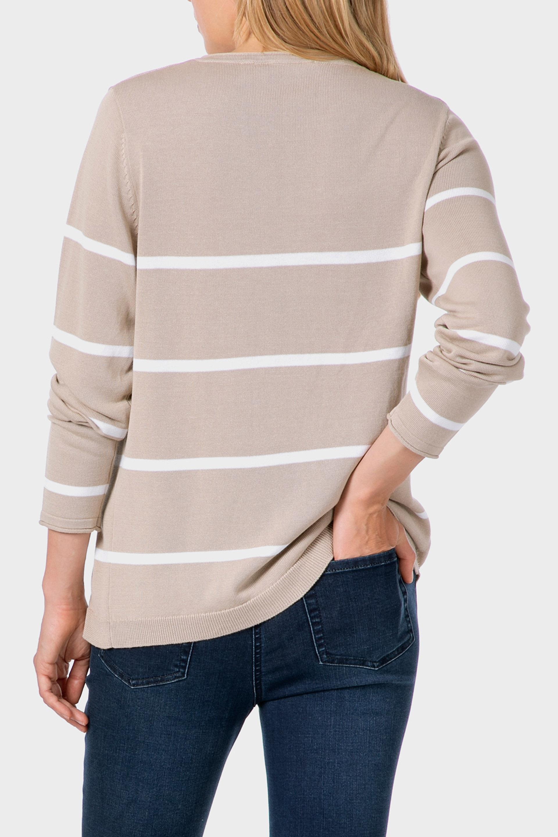 Beige Striped Sweater, , large image number 1