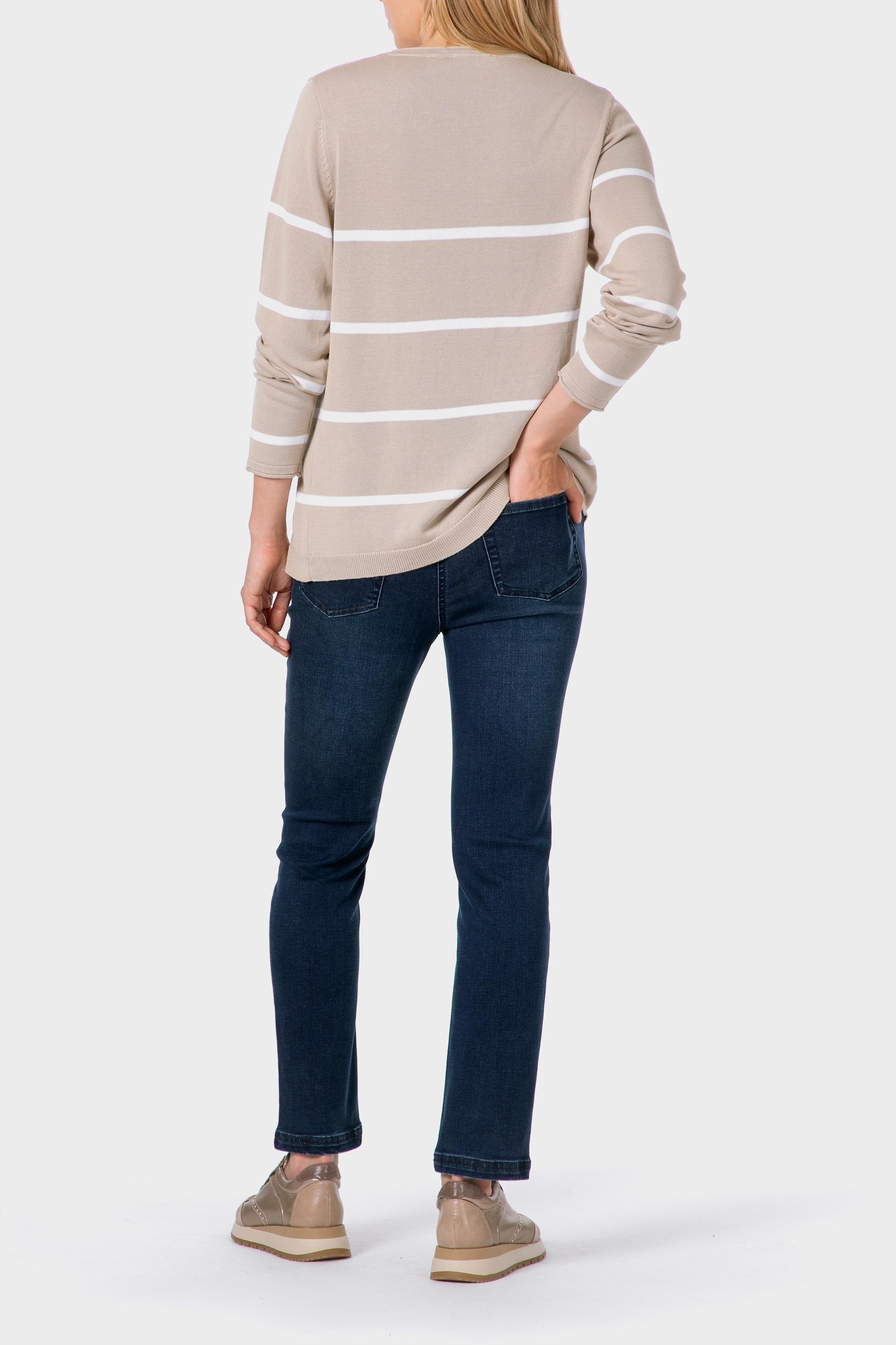 Beige Striped Sweater, 3701_126, large image number 3