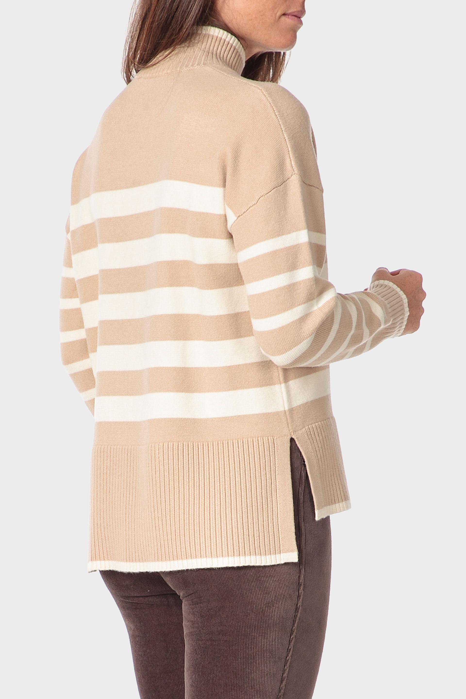 سترة مخططة، كريمي, Beige, large image number 2