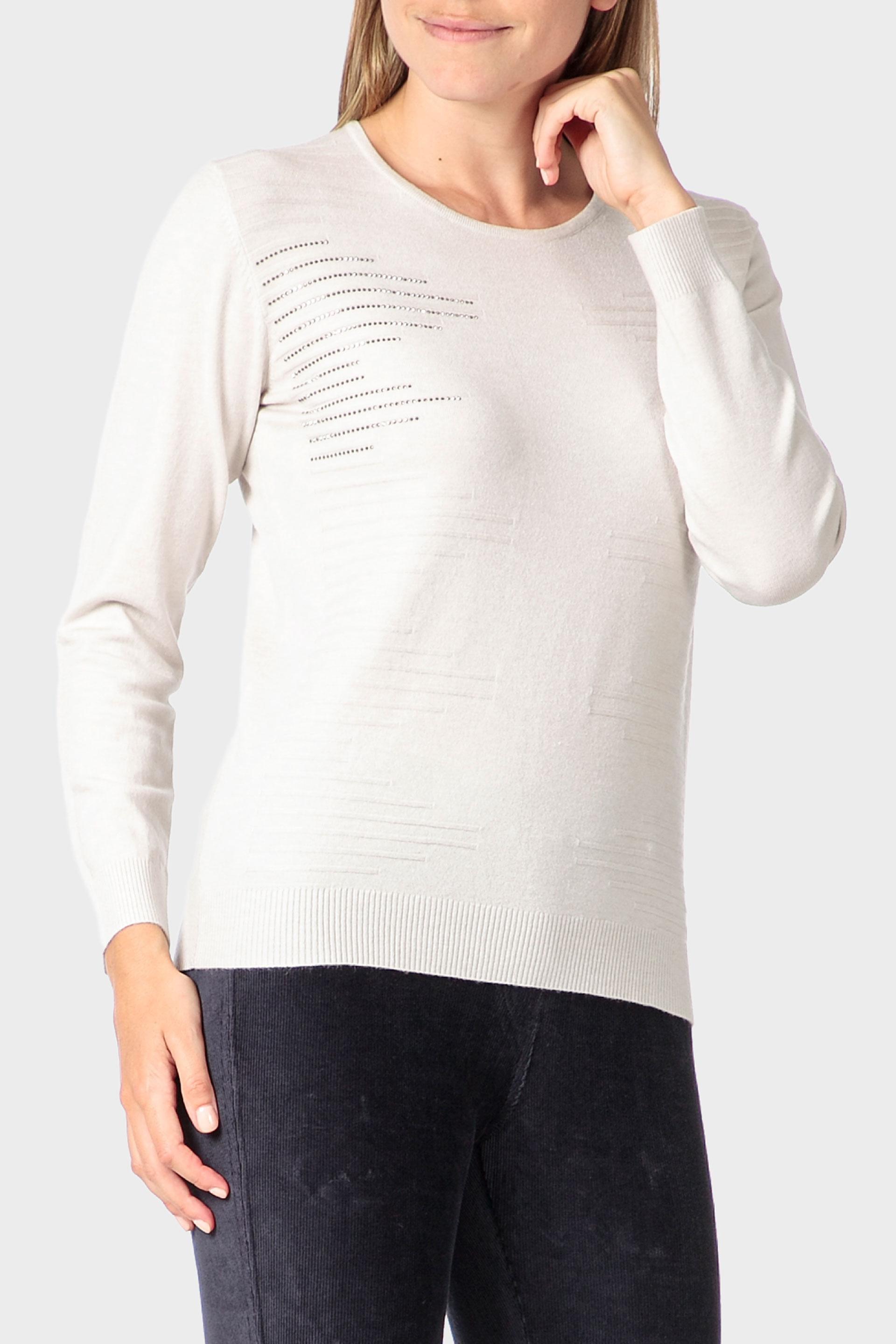 Beige Rhinestone Fantasy Sweater, Beige, medium