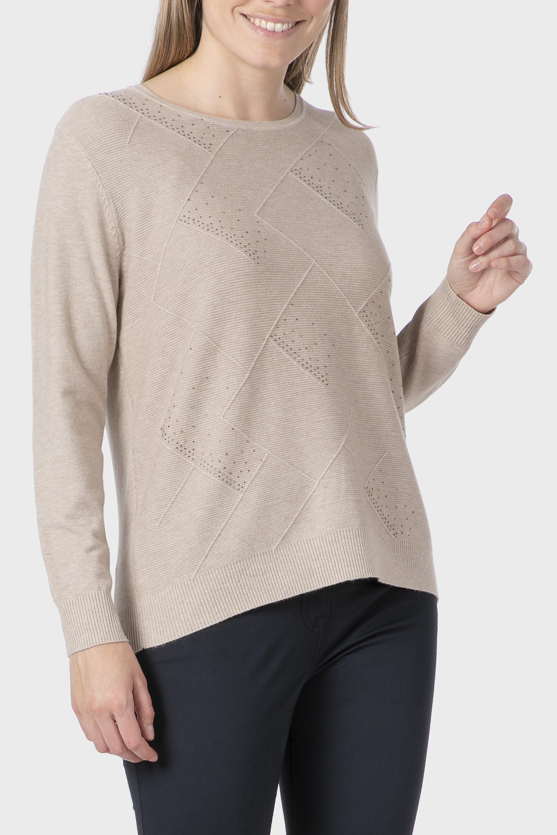 Beige Rhinestone Fantasy Sweater, Beige Toasted, large image number 0