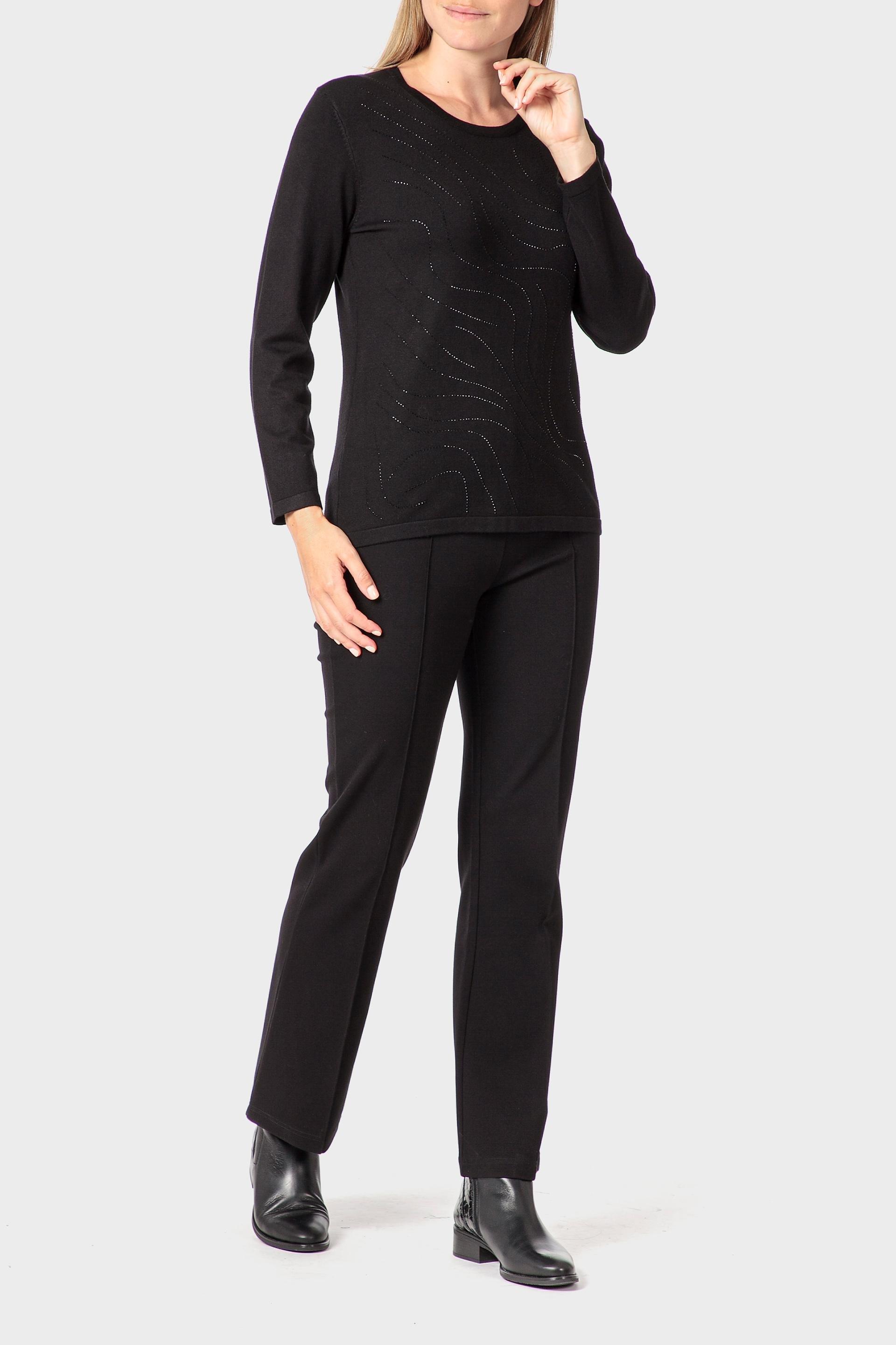 Black Rhinestone Sweater, 3701_120, large image number 1