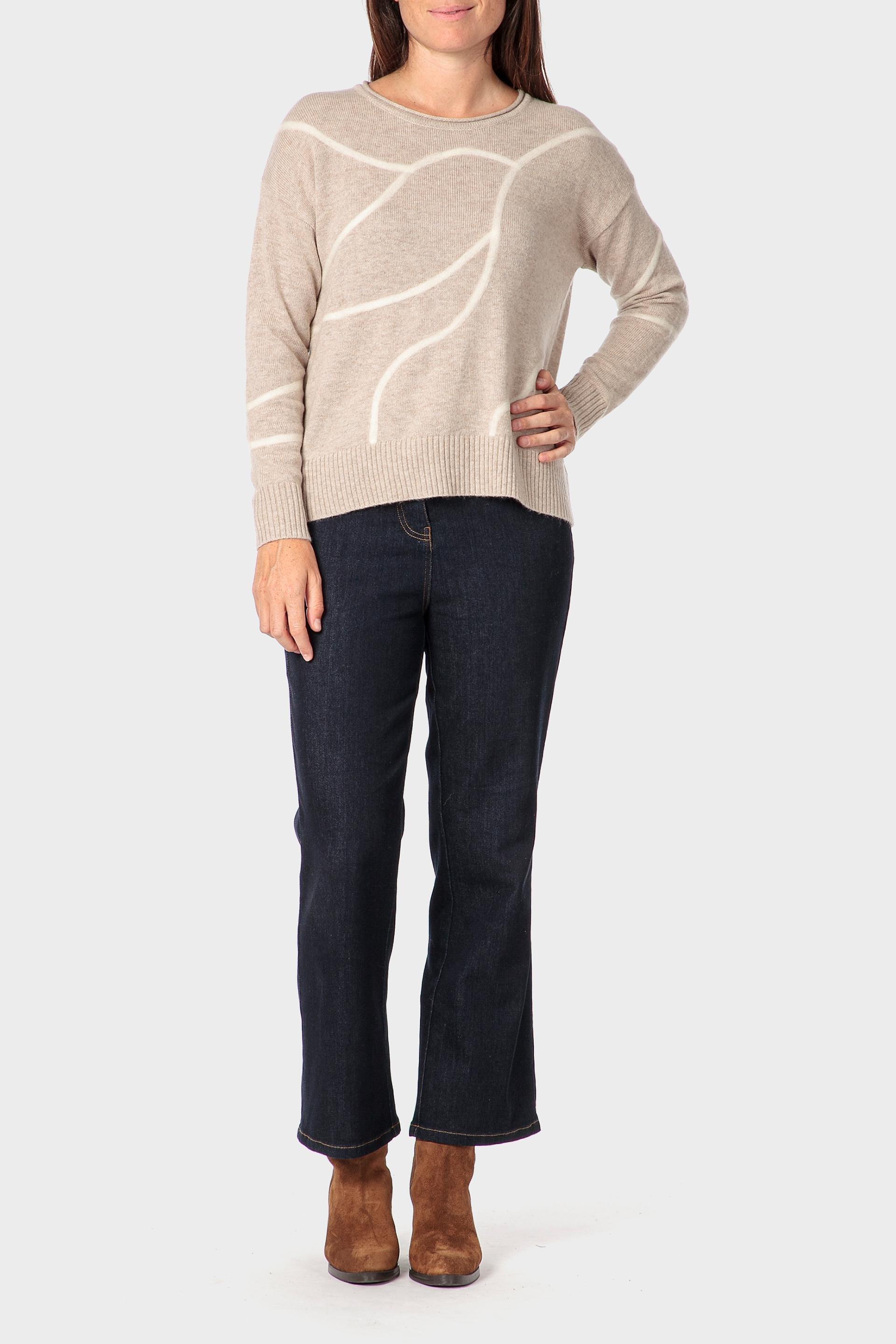 Cream Embroidered Sweater, 3701_364, large image number 1