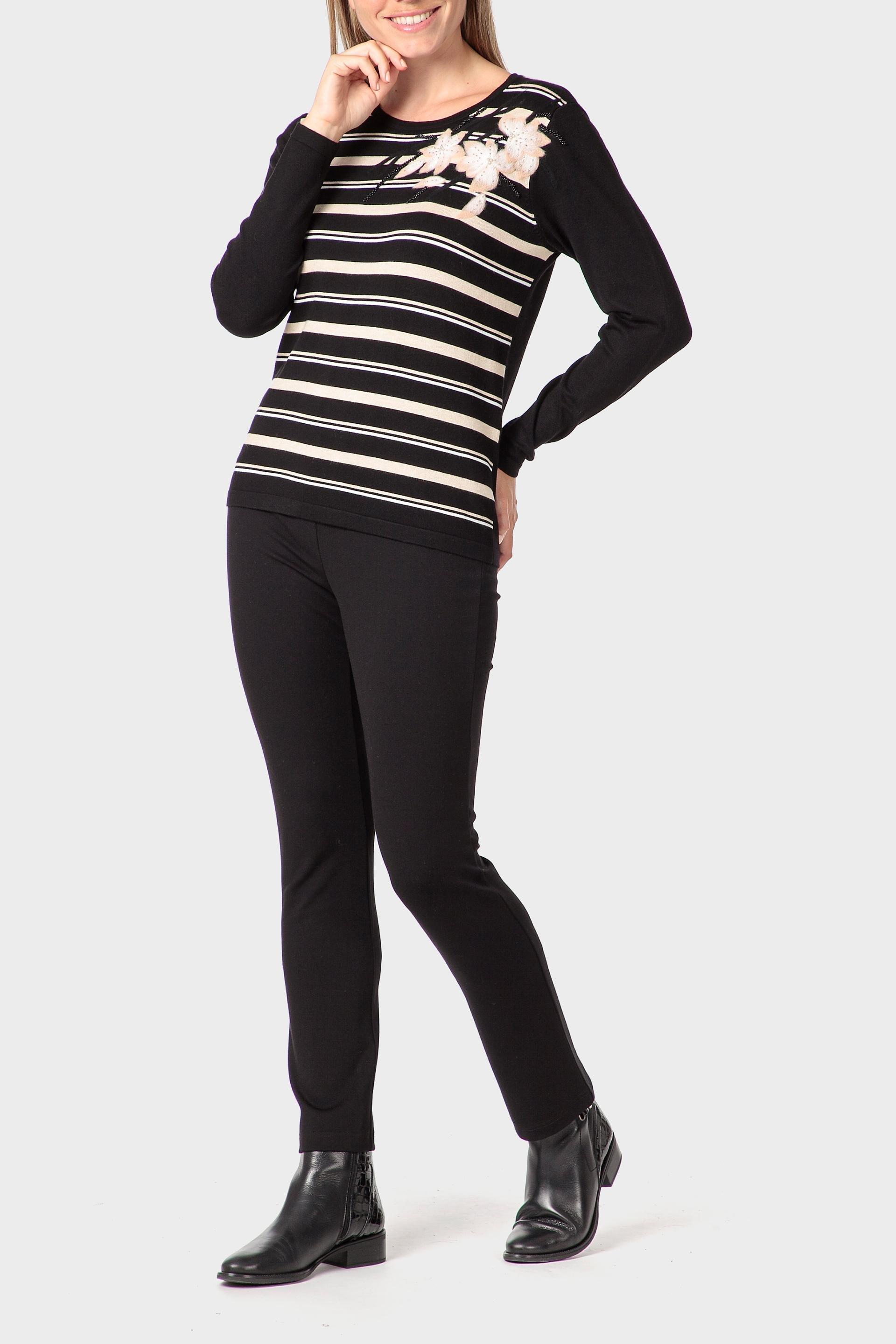 Black Embroidered Sweater, 3701_120, large image number 1