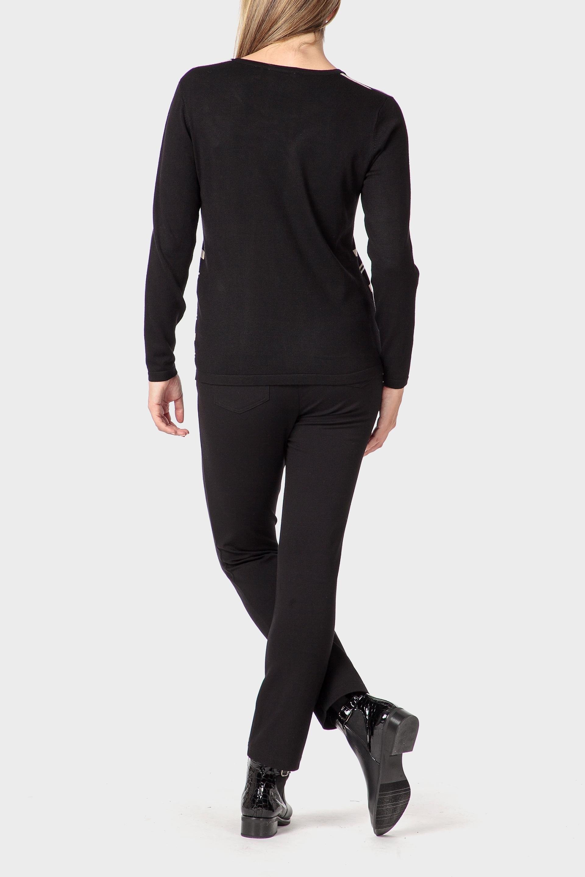 Black Embroidered Sweater, 3701_120, large image number 3