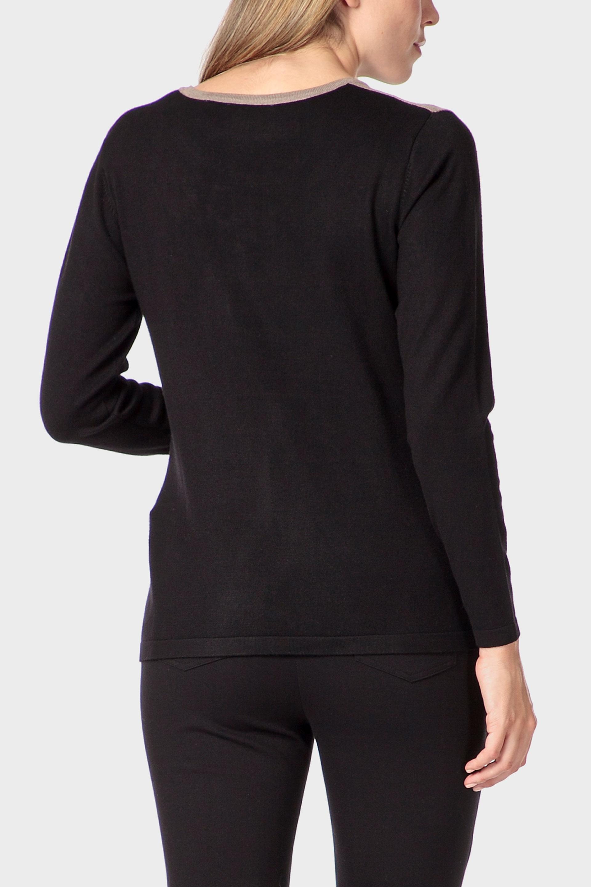 Beige Embroidered Sweater, Black, medium