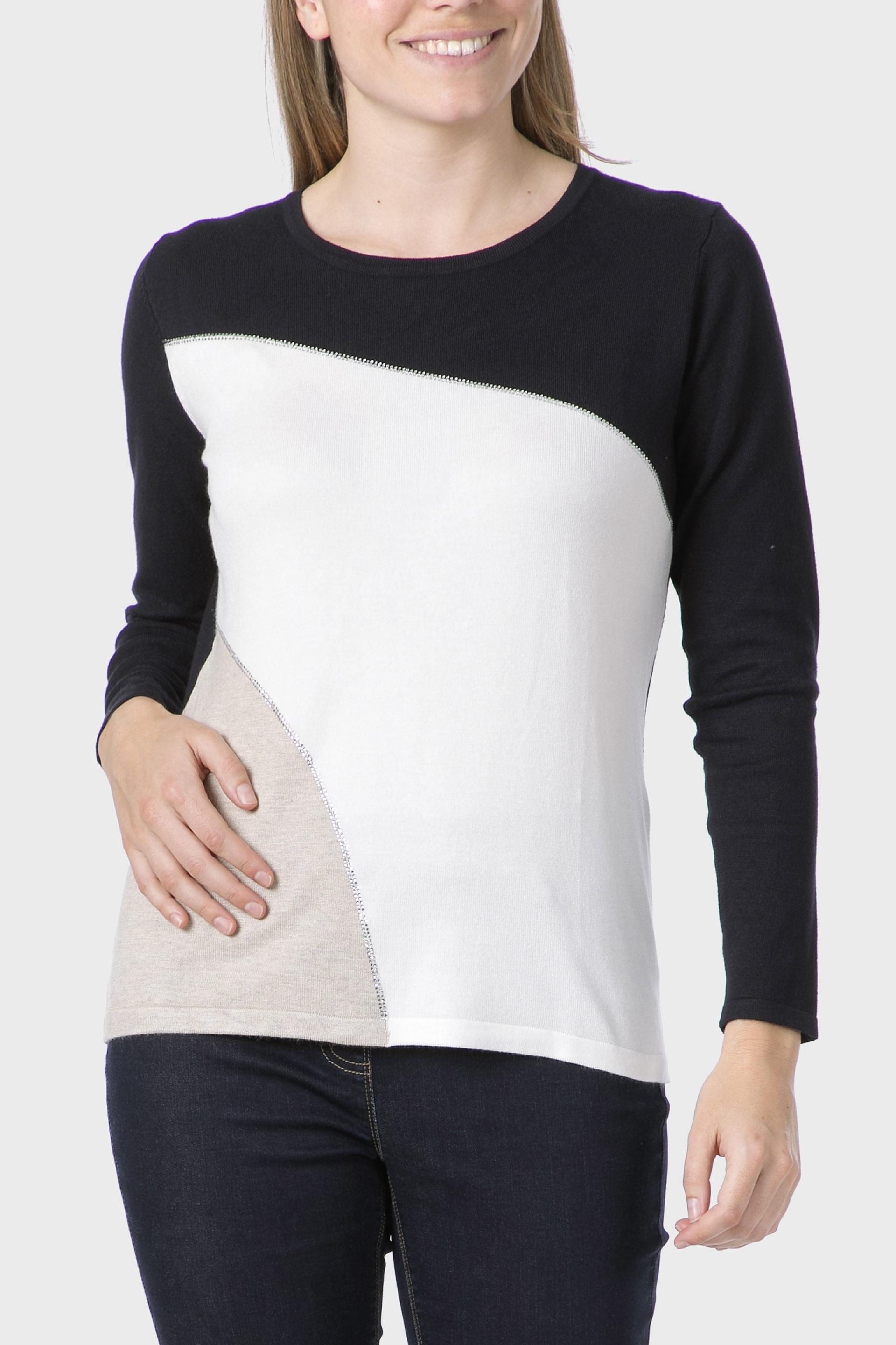 White Rhinestone Intarsia Sweater, , medium