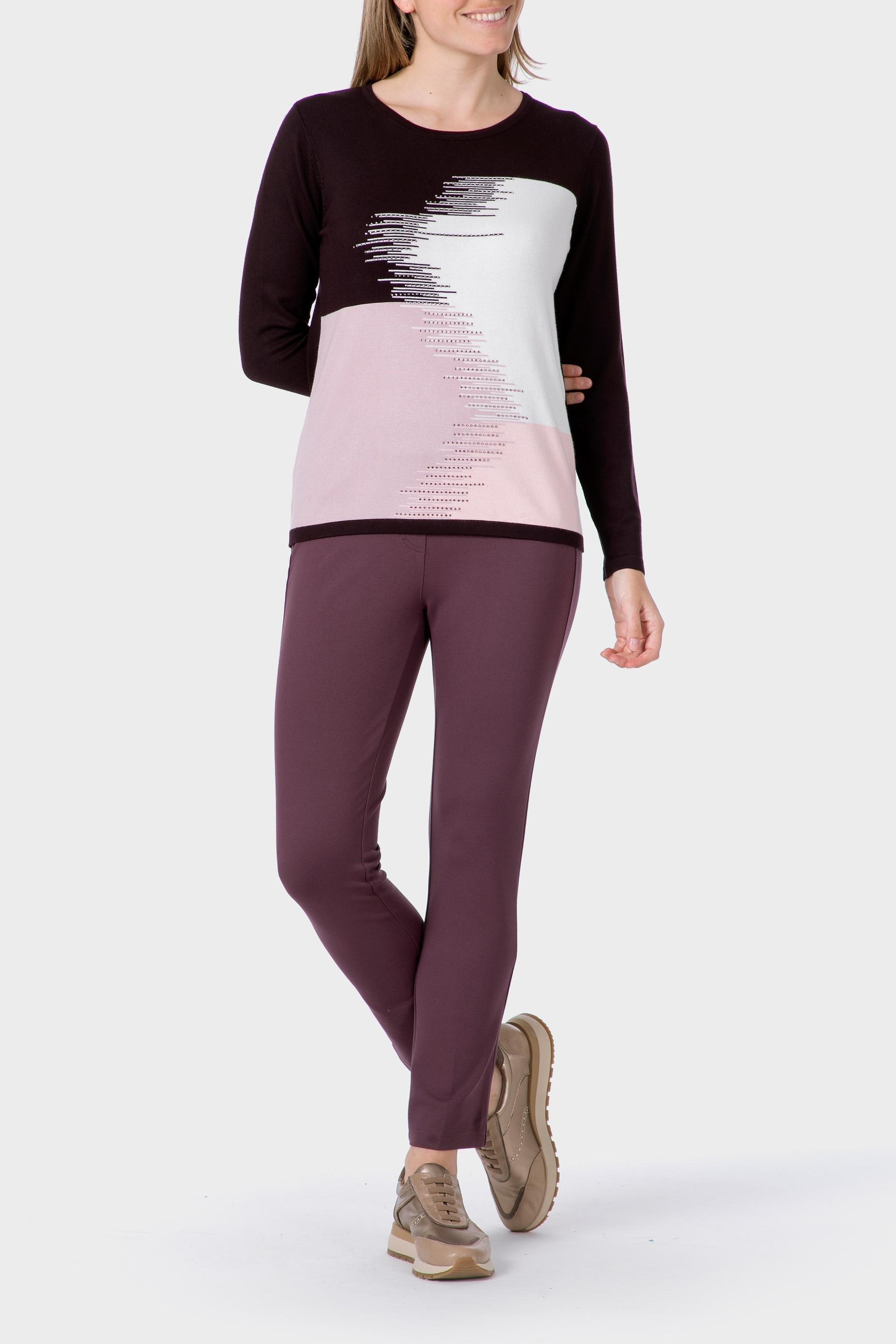 Pink Rhinestone Intarsia Sweater, 3701_176, large image number 1