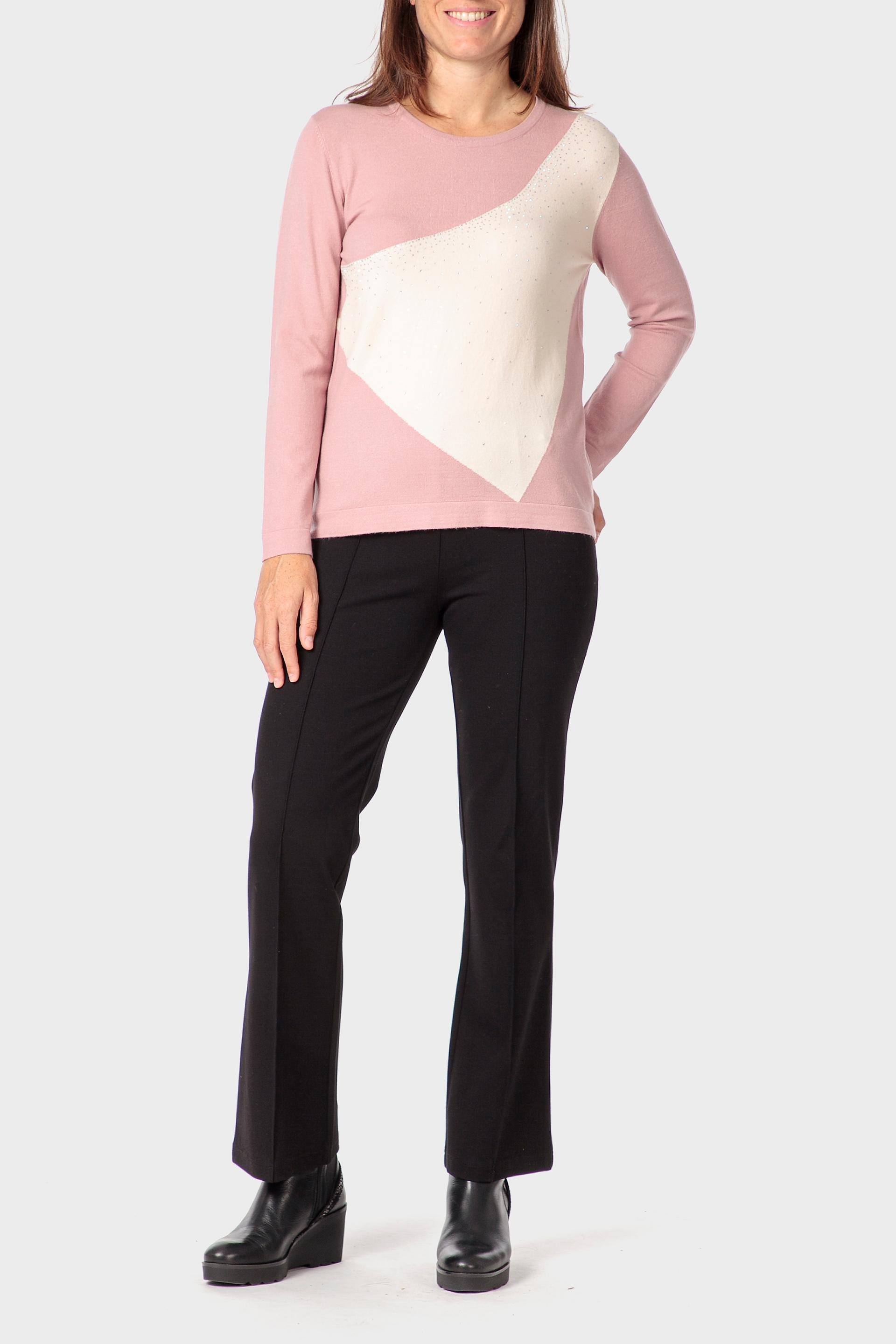 Pink Rhinestone Intarsia Sweater, Lillac Hydrangea, large image number 1