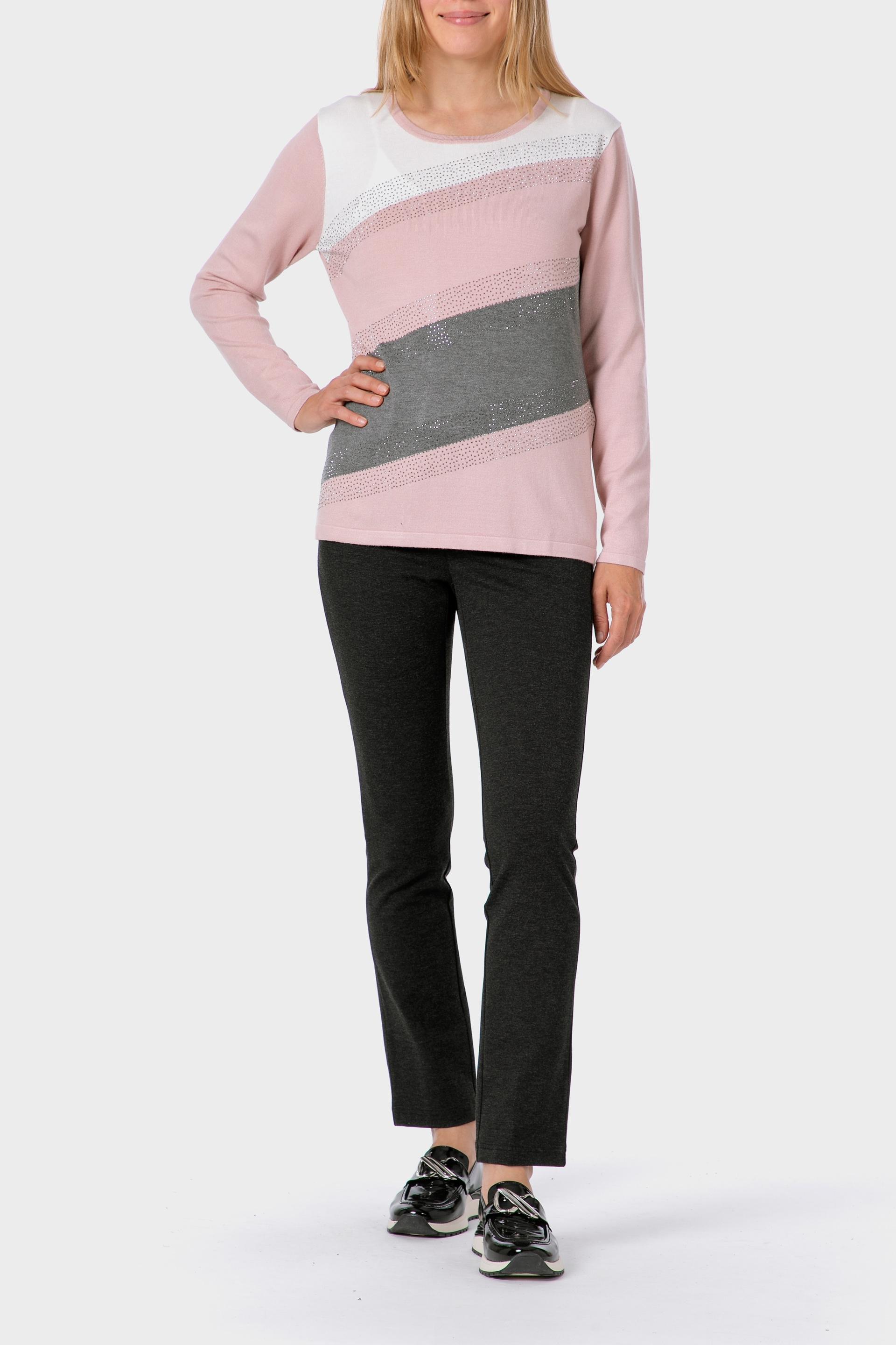 Pink Rhinestone Intarsia Sweater, , large image number 1
