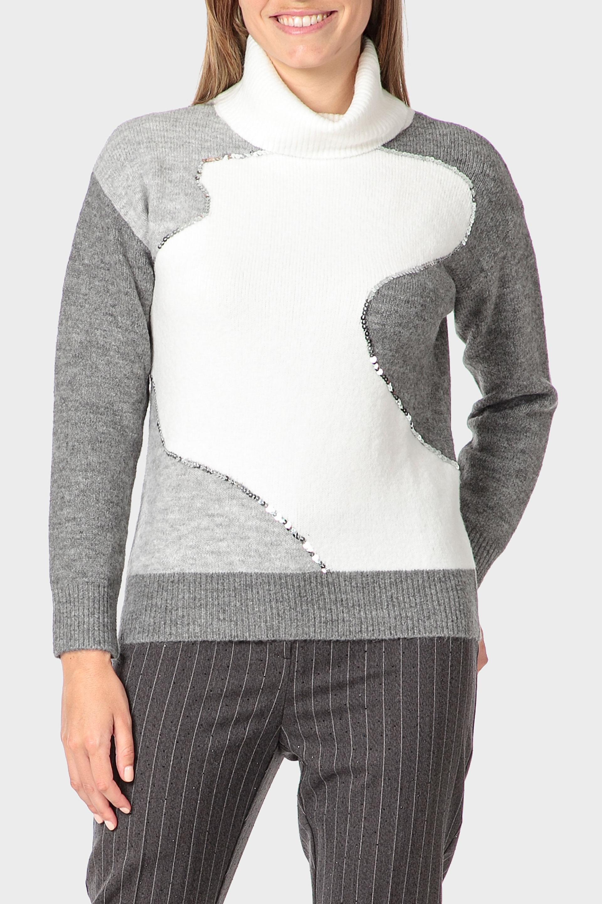 Grey Intarsia Sweater, 3701_363, large image number 0