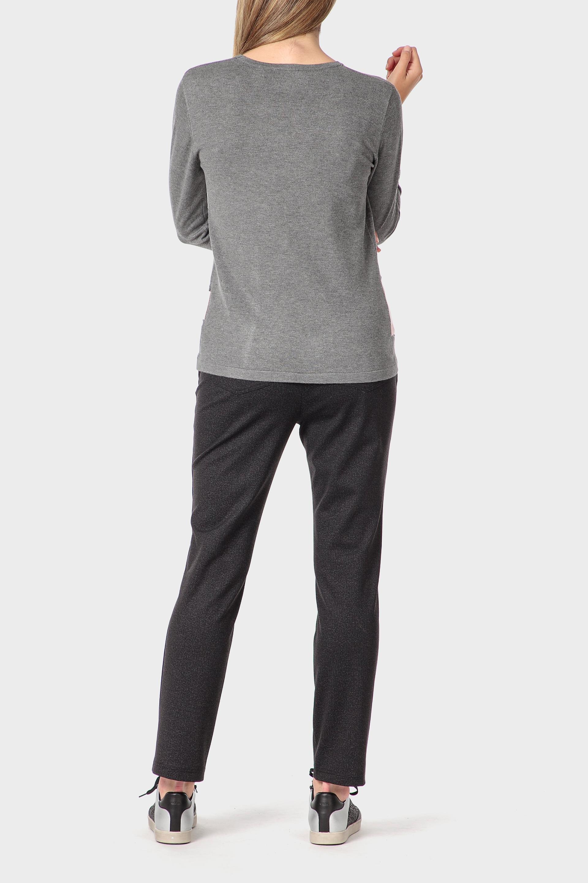 Grey Rhinestone Intarsia Sweater, Grey Medium, large image number 3