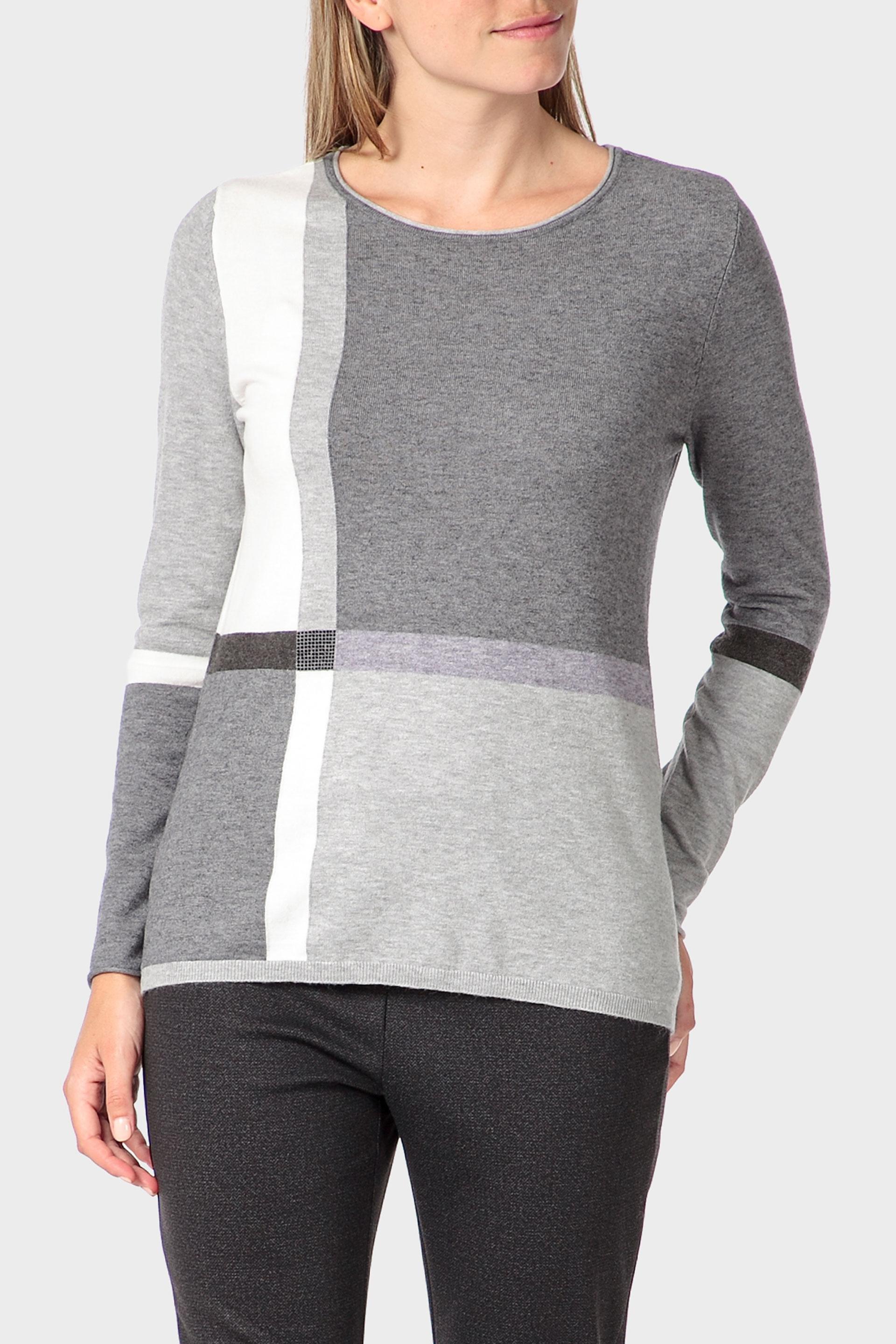 Grey Intarsia Sweater, Grey Medium, medium