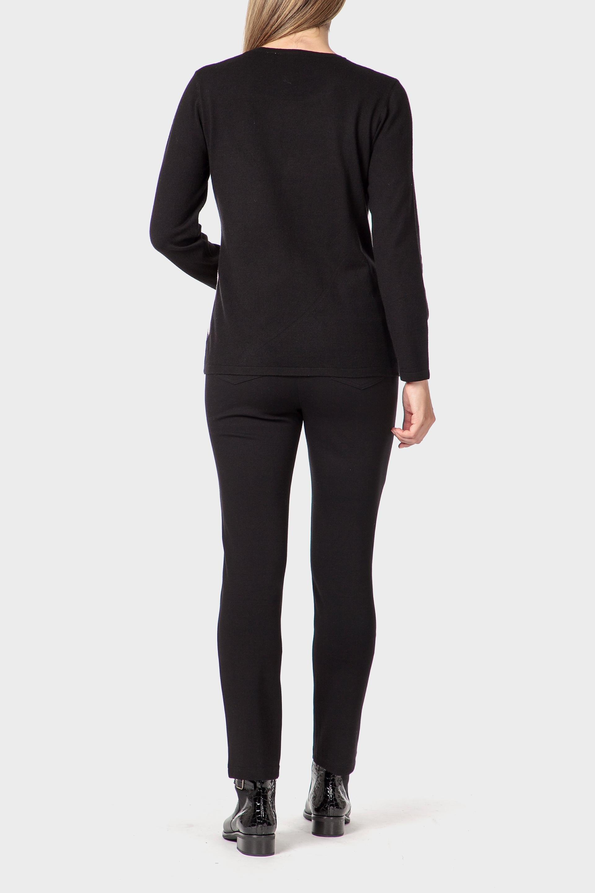 Black Rhinestone Intarsia Sweater, 3701_120, large image number 3