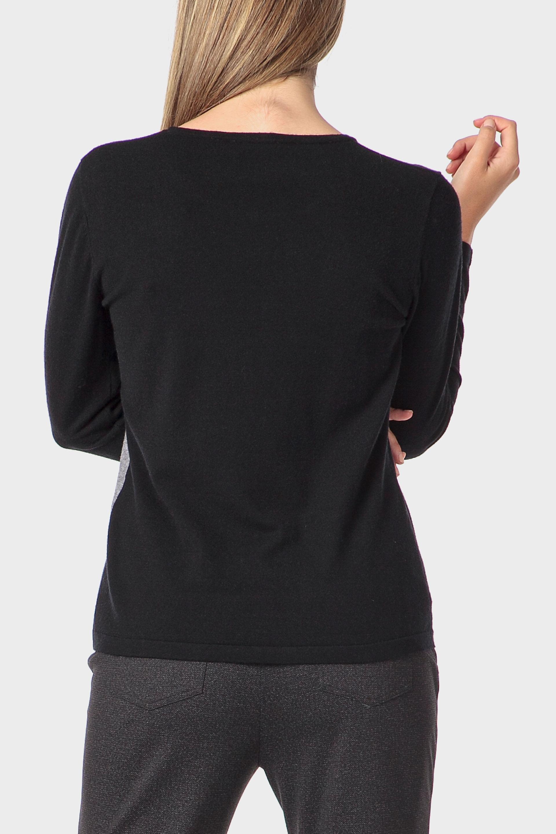 Black Rhinestone Intarsia Sweater, Black, medium