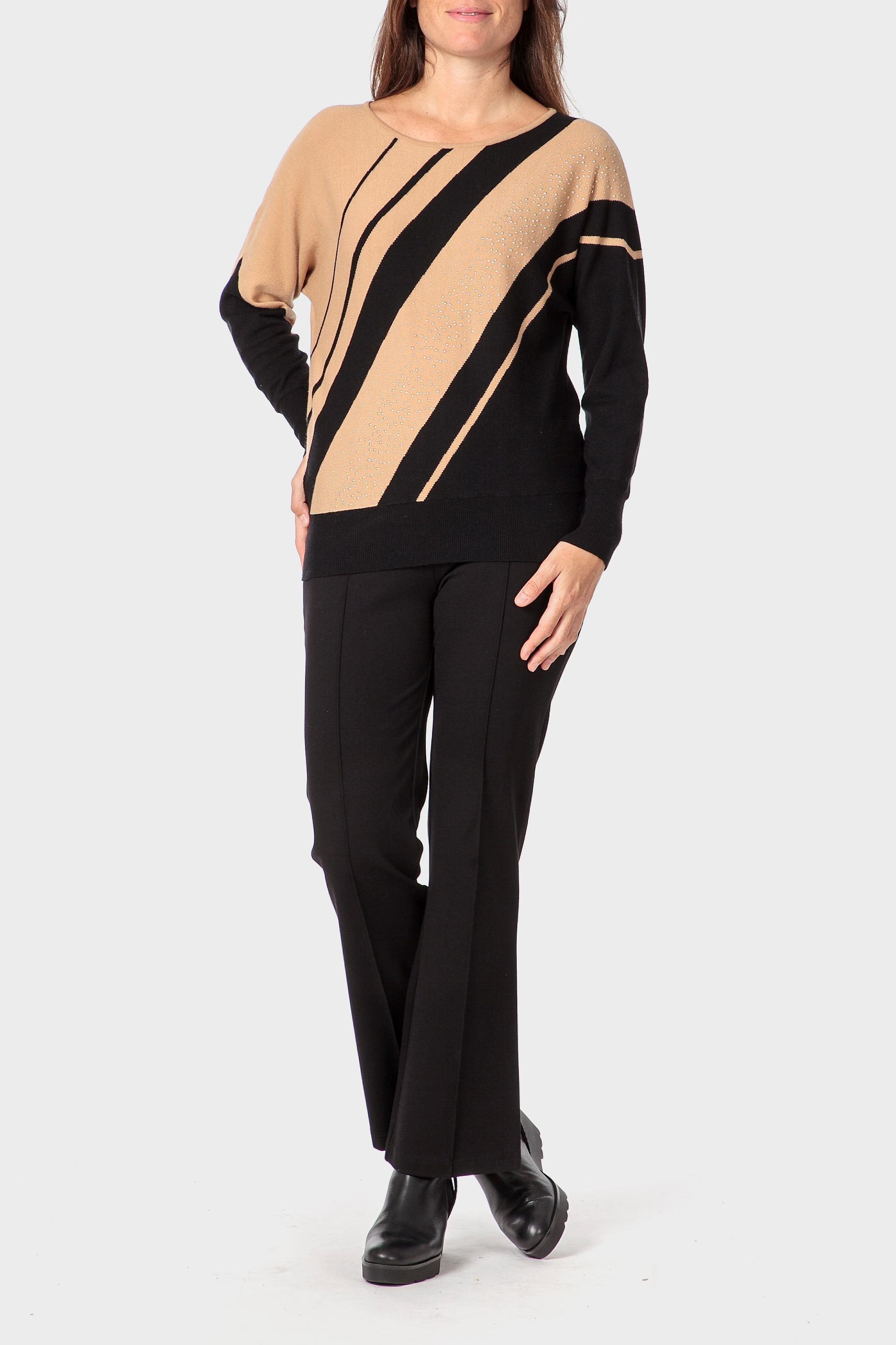 Black Intarsia Studded Sweater, 3701_120, medium