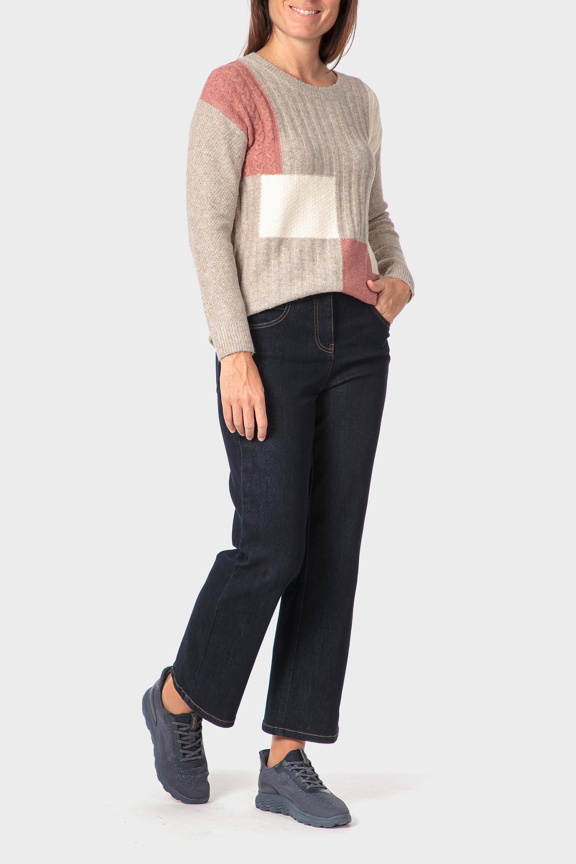 Cream Intarsia Sweater, Beige Melange, large image number 1