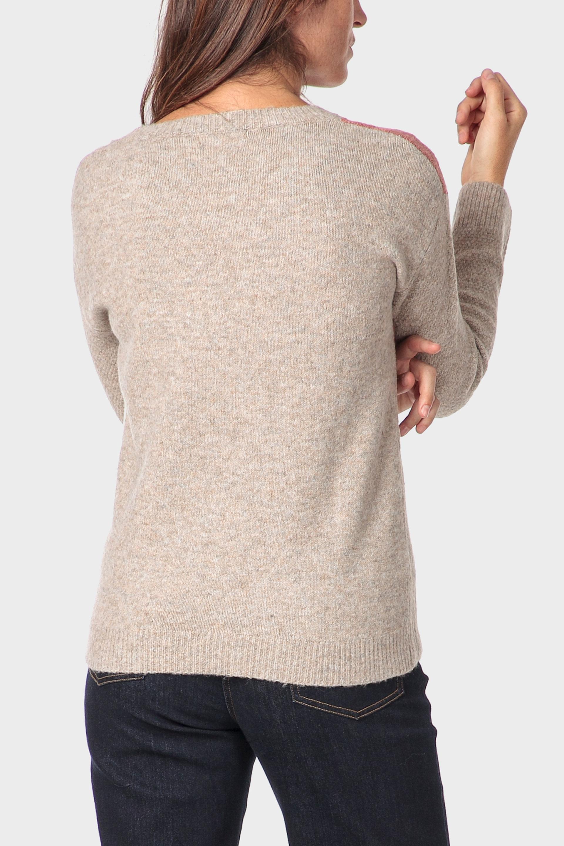 Cream Intarsia Sweater, Beige Melange, large image number 2