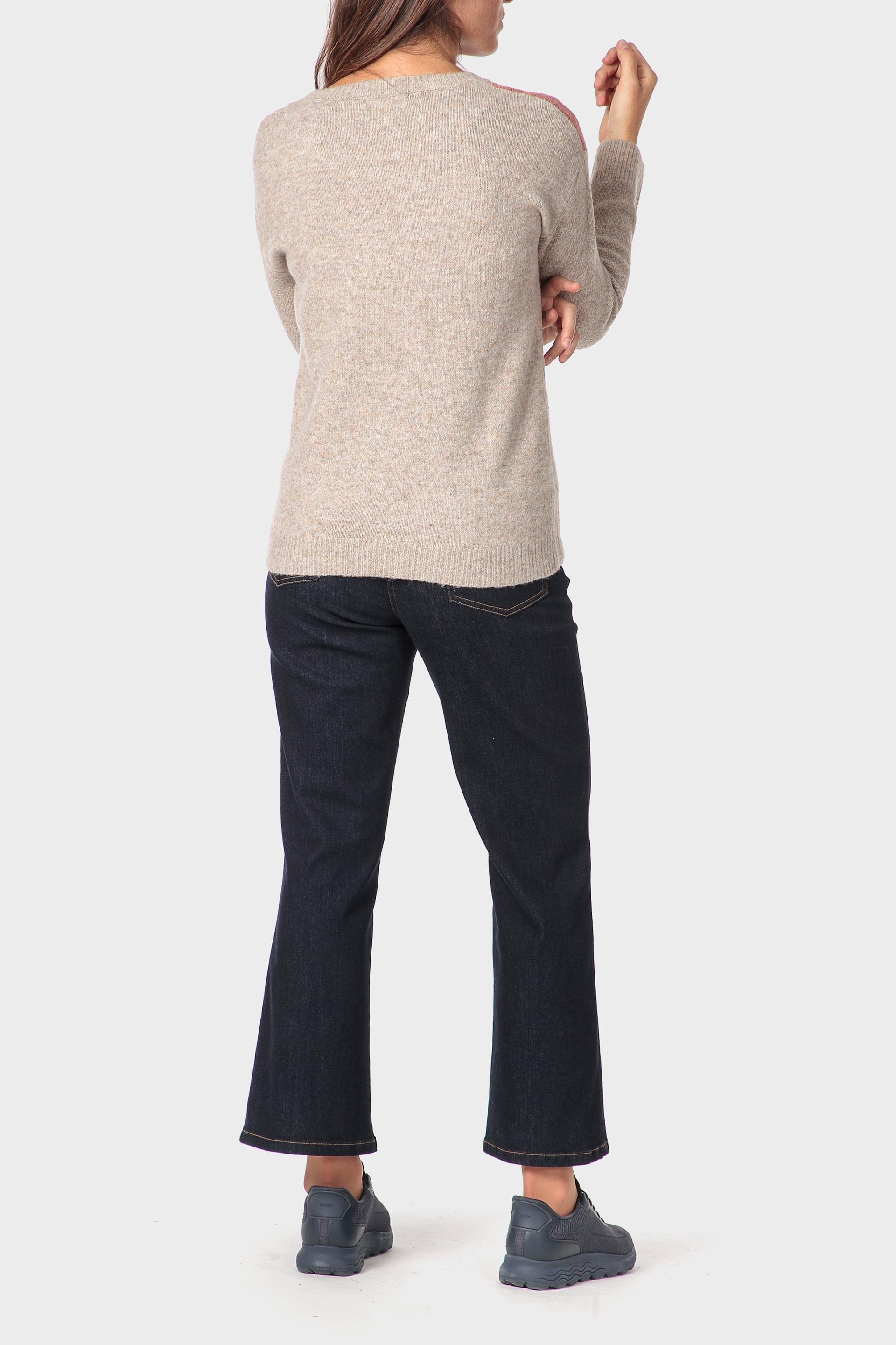 Cream Intarsia Sweater, Beige Melange, large image number 3