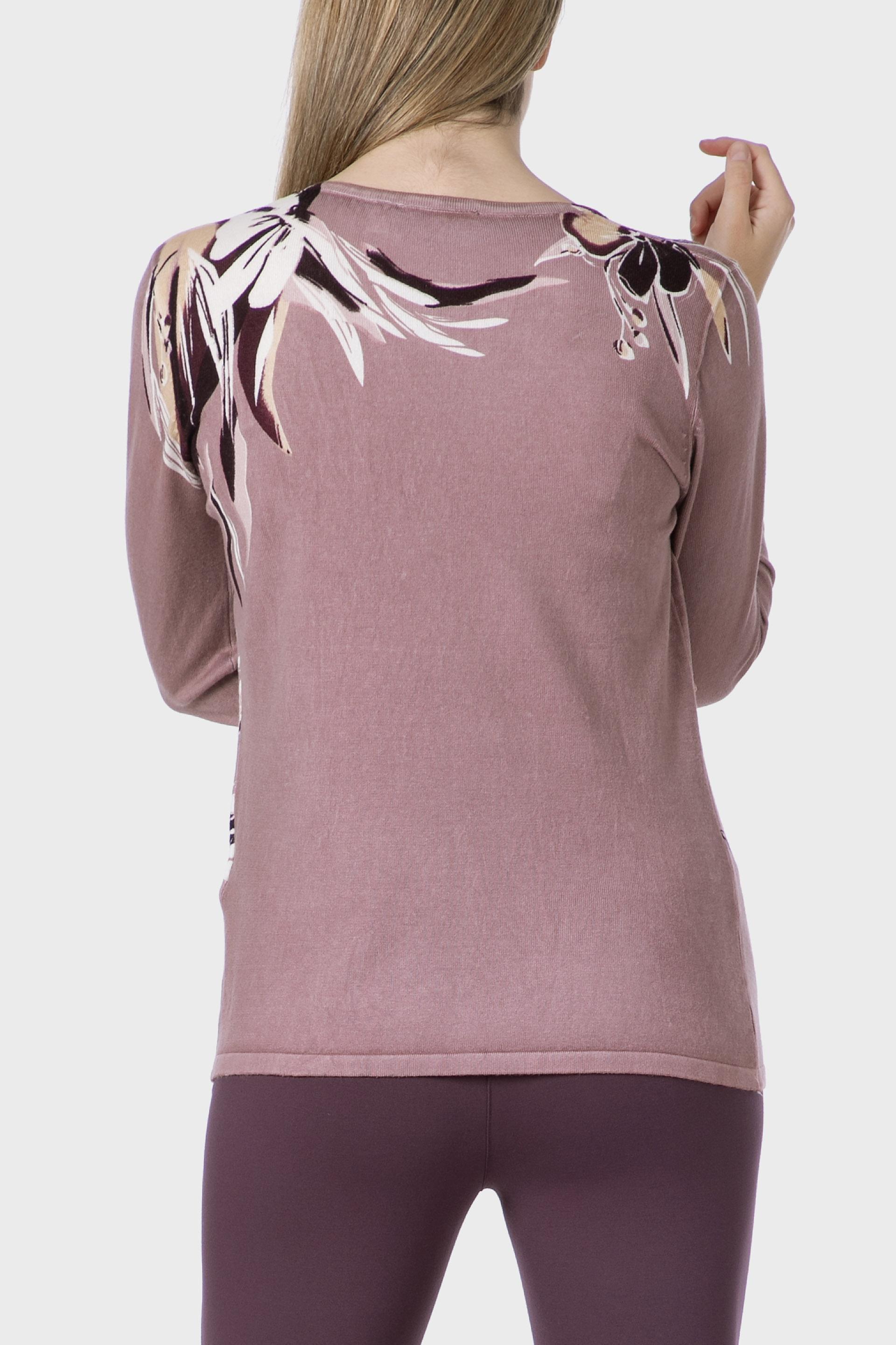 Pink Floral Print Sweater, 3701_371, large image number 2