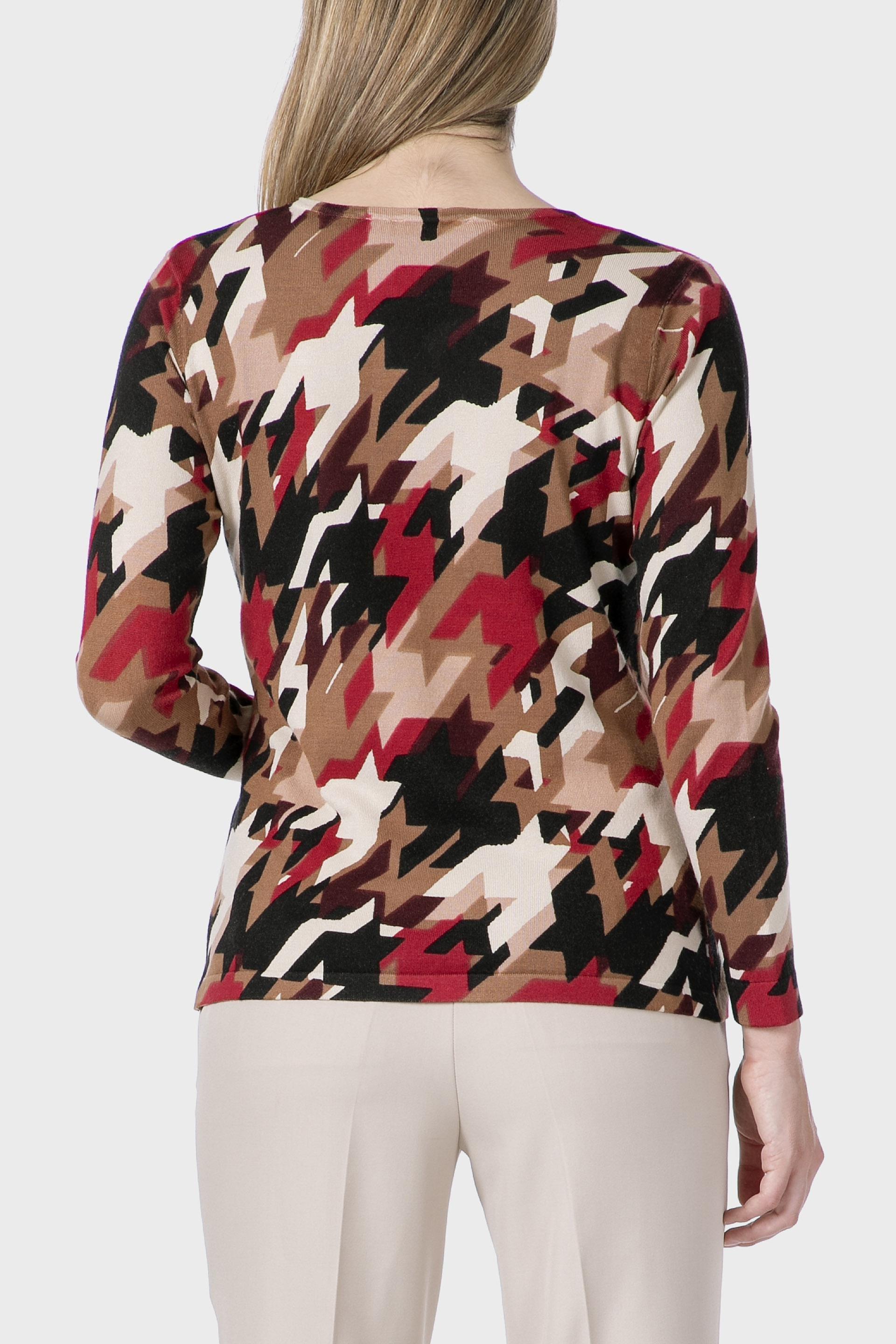 Beige Rhinestone Print Sweater, 3701_144, medium