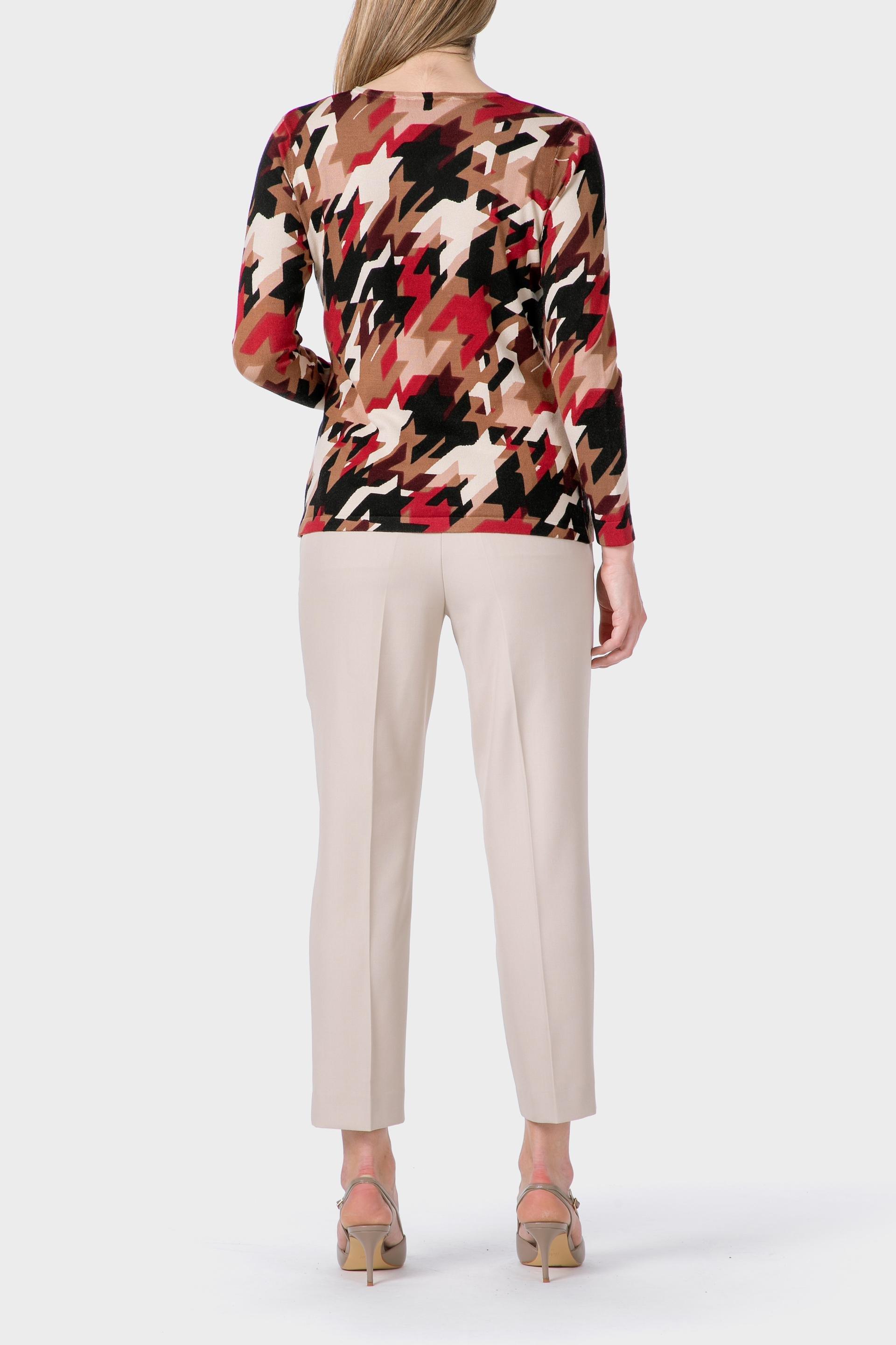 Beige Rhinestone Print Sweater, 3701_144, large image number 3