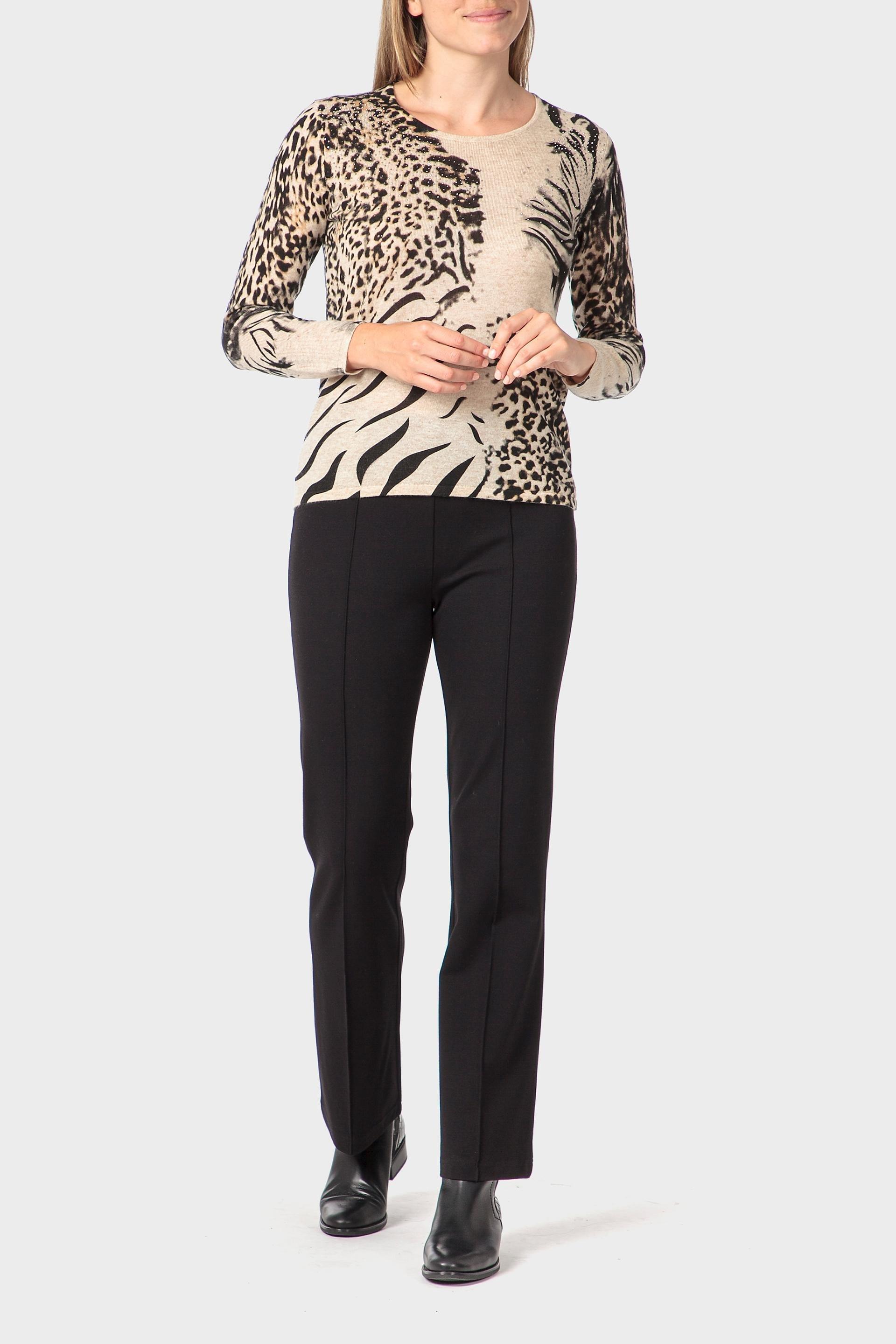 Beige Animal Print Sweater, 3701_364, medium