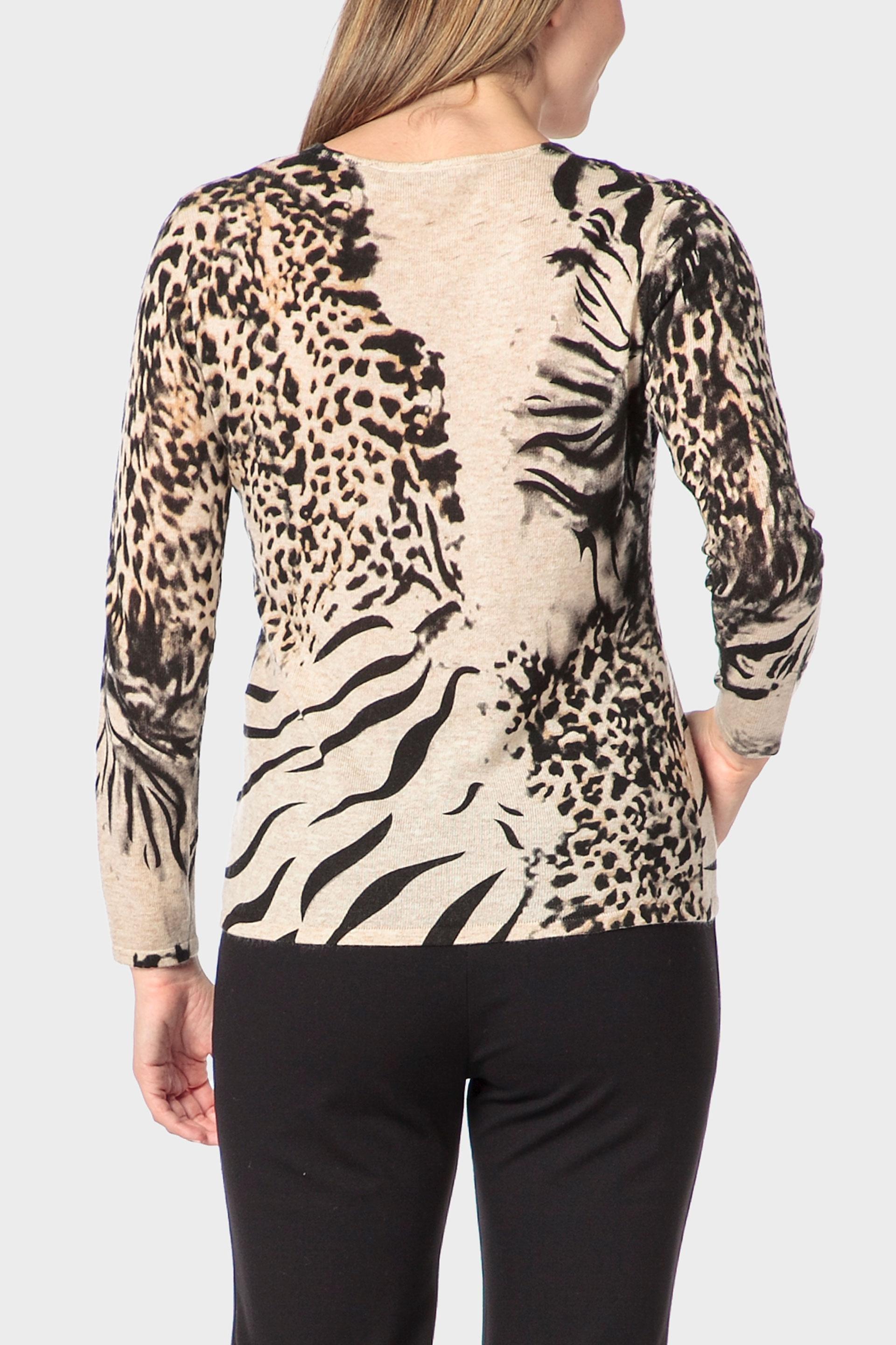 سترة بنقشة جلد الحيوانات، بيج, Beige Melange, large image number 2