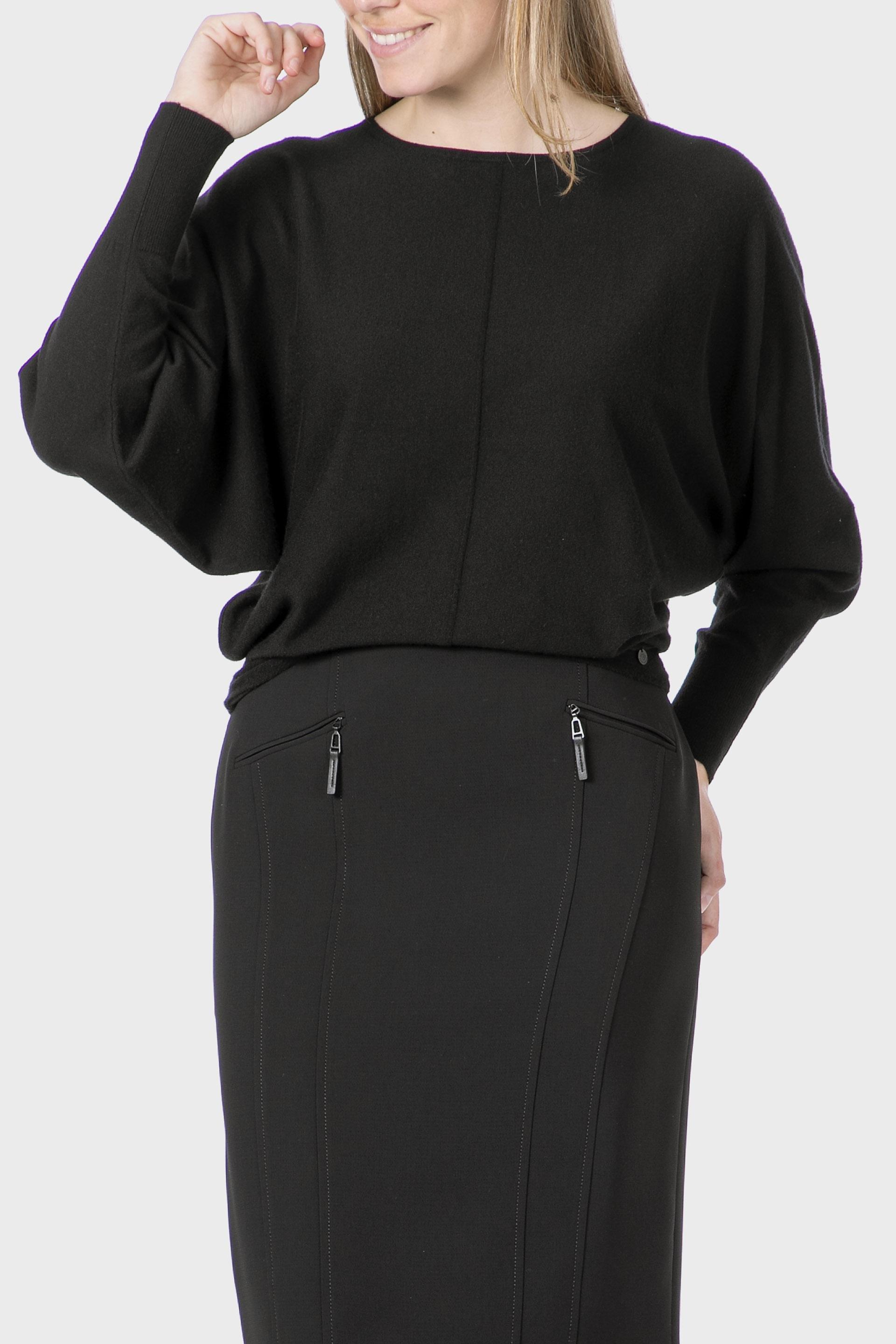Black Batwing Sleeve Sweater, 3701_120, large image number 0