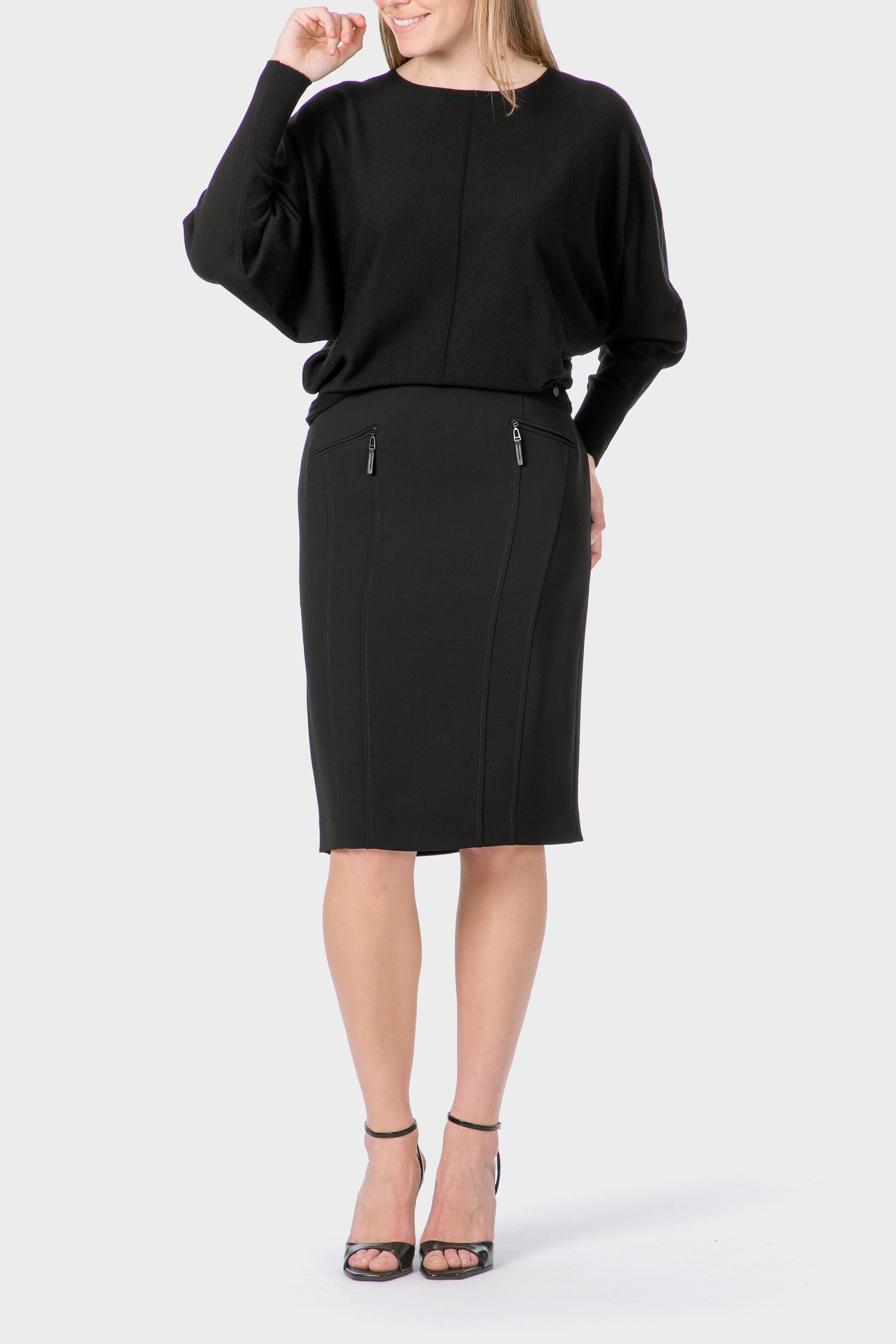 Black Batwing Sleeve Sweater, 3701_120, large image number 1