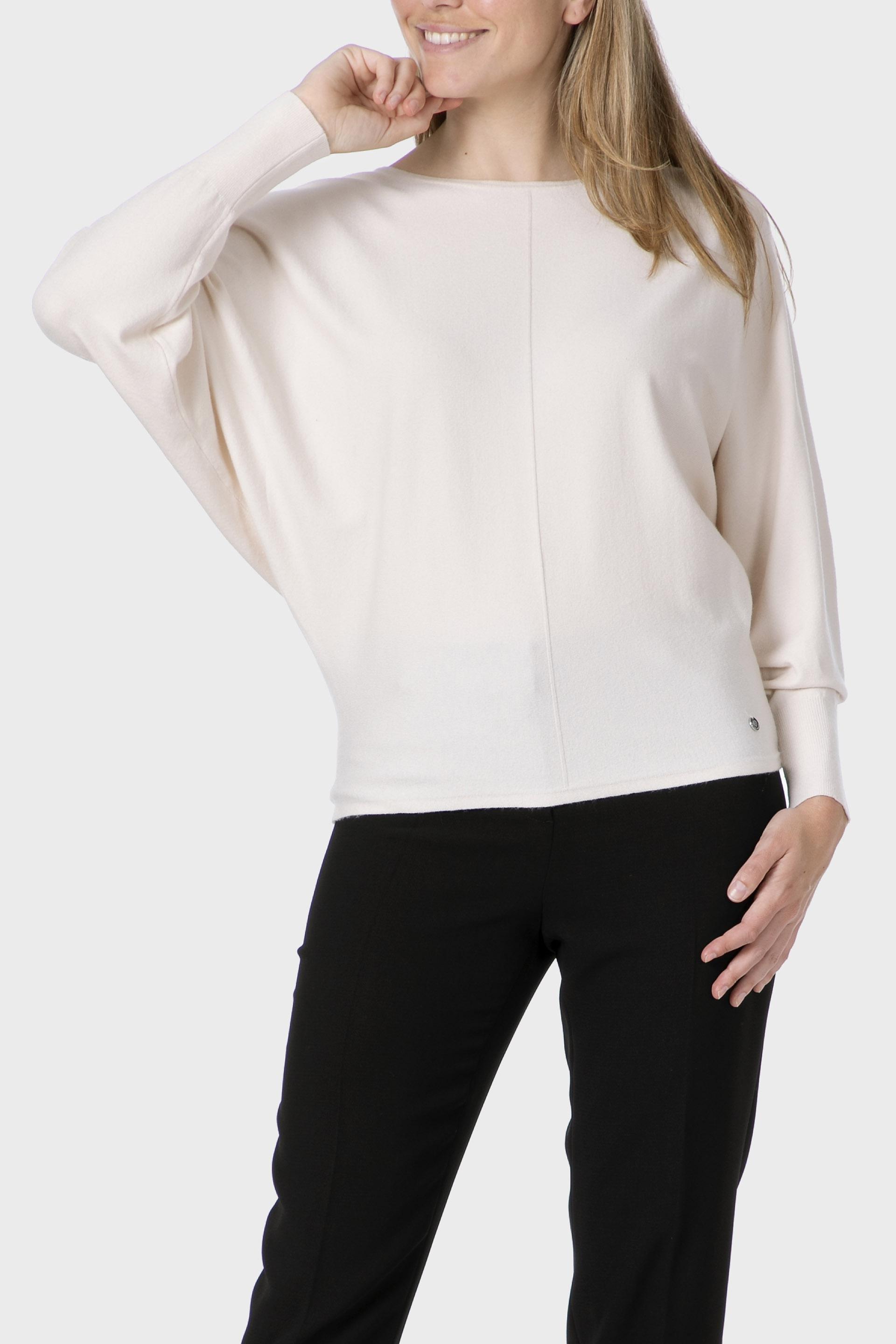 White Batwing Sleeve Sweater, 3701_121, large image number 0