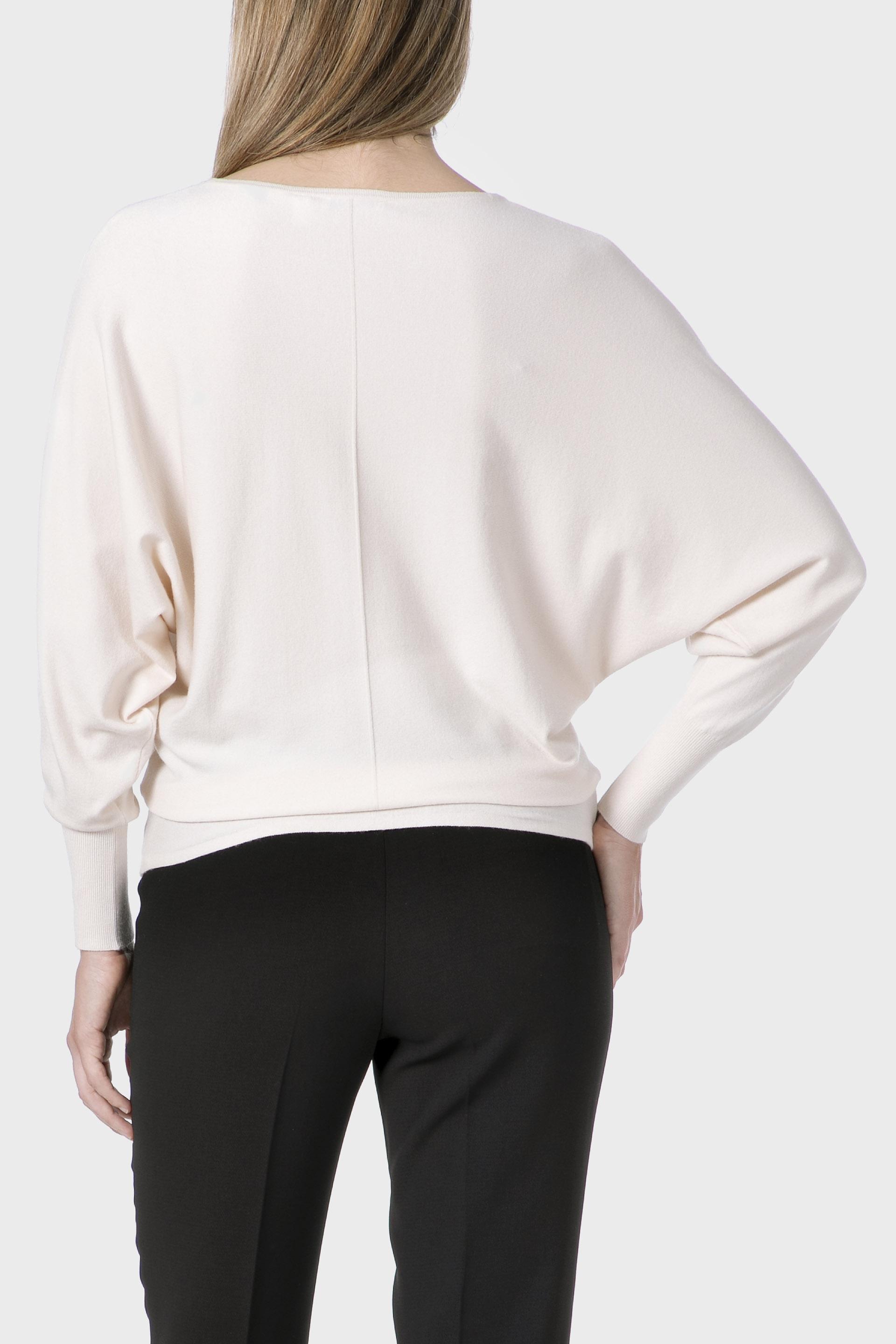 White Batwing Sleeve Sweater, 3701_121, large image number 2