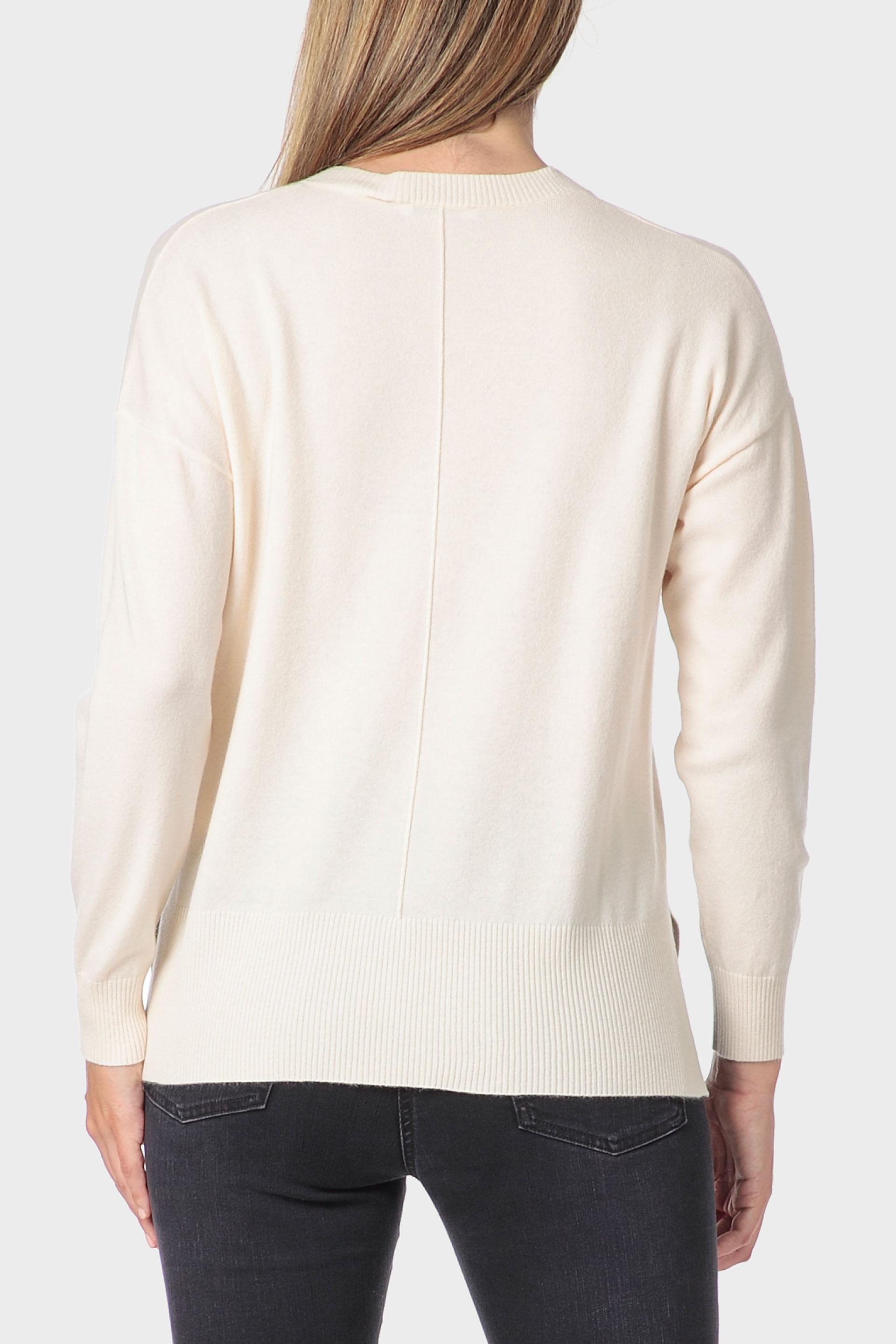 Beige V-Neck Sweater, White Off White, medium