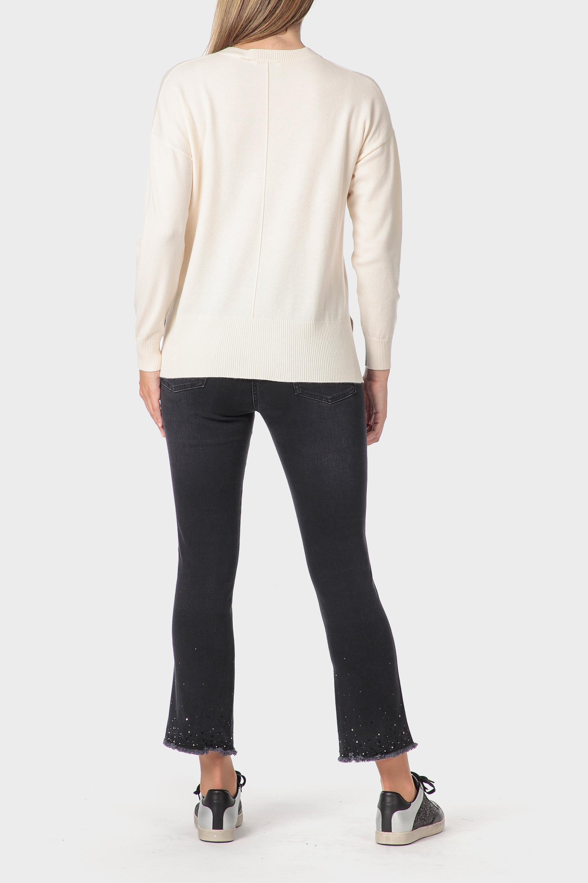 سترة بفتحة رقبة V، بيج, White Off White, large image number 3