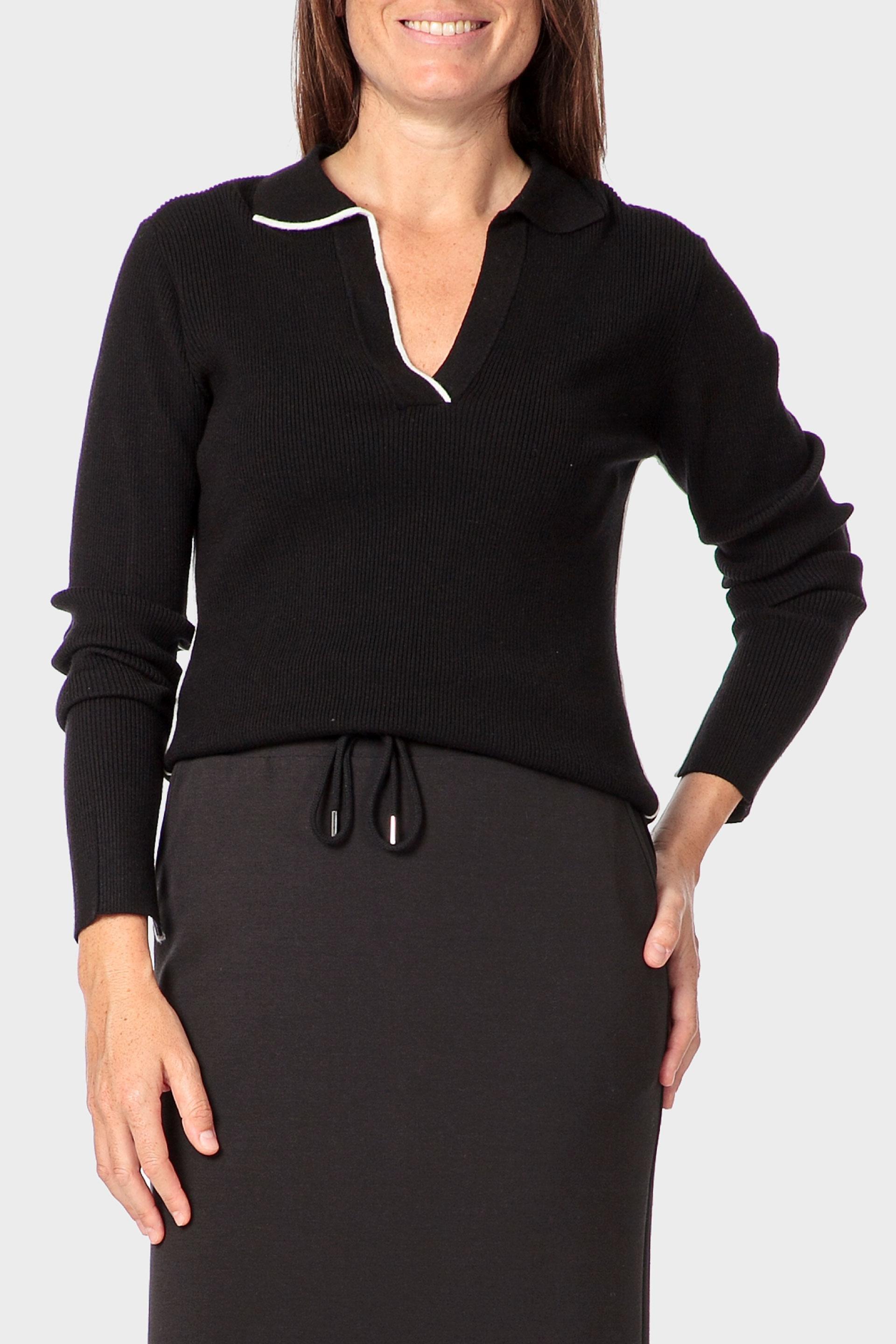 Black Ribbed Sweater, Black, medium