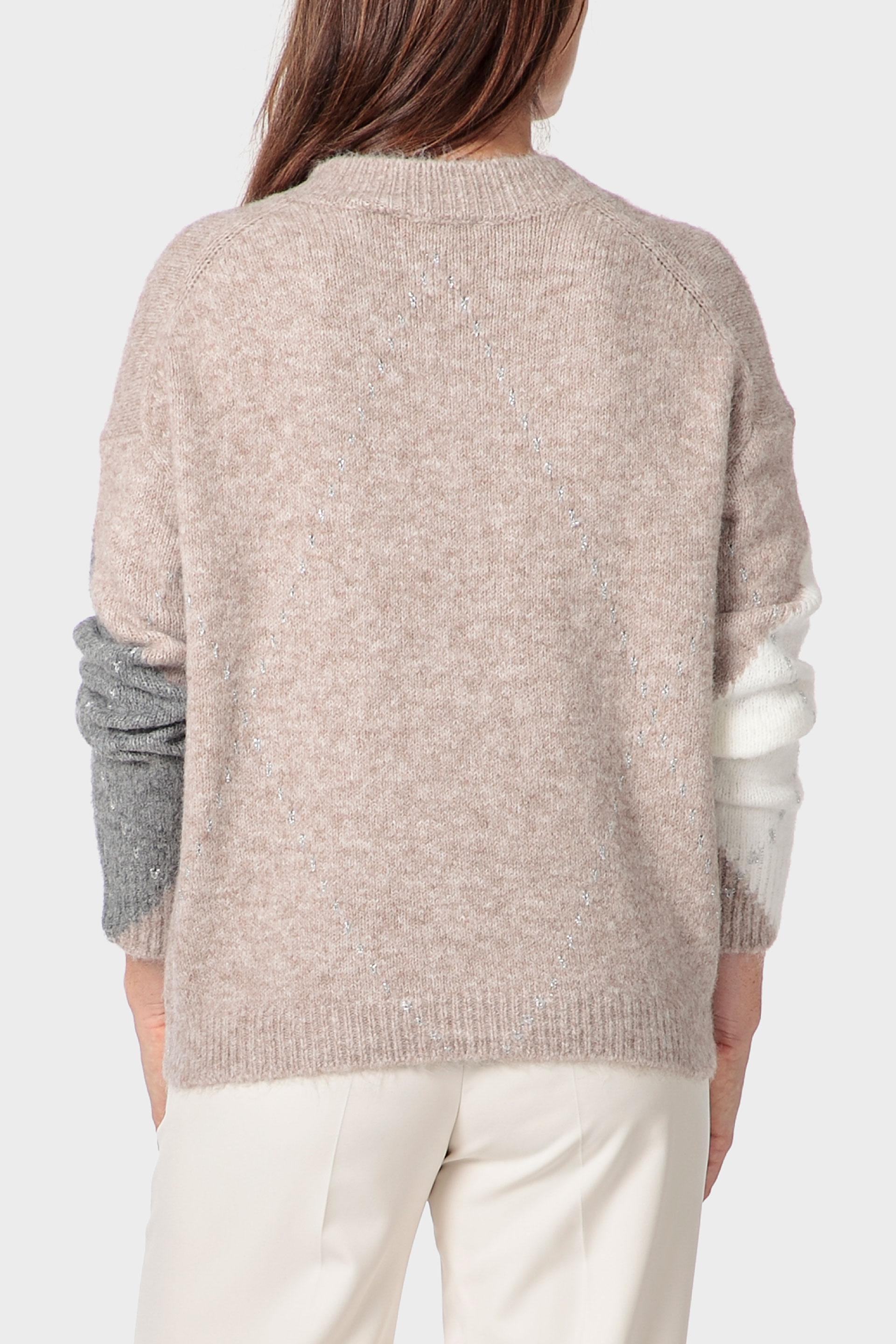 Beige Intarsia Sweater, Beige Melange, medium