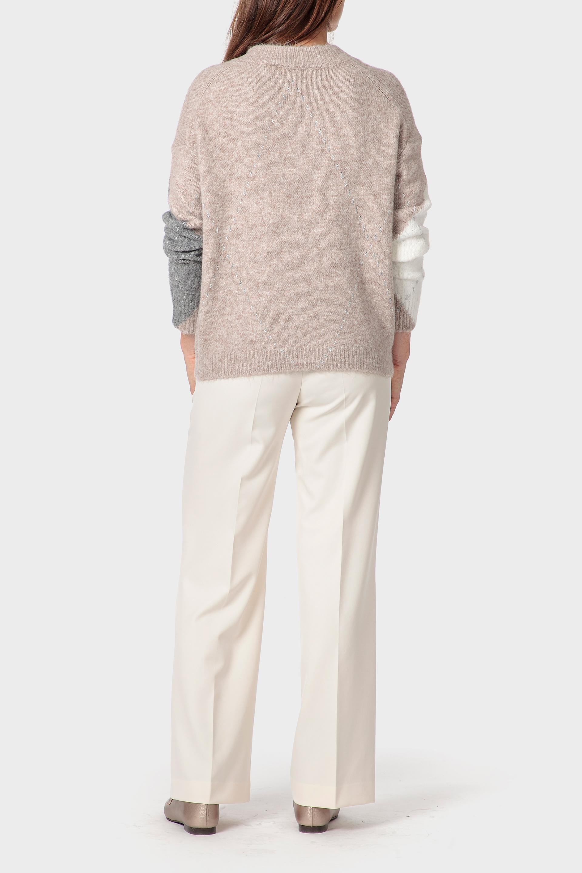 Beige Intarsia Sweater, 3701_364, large image number 3