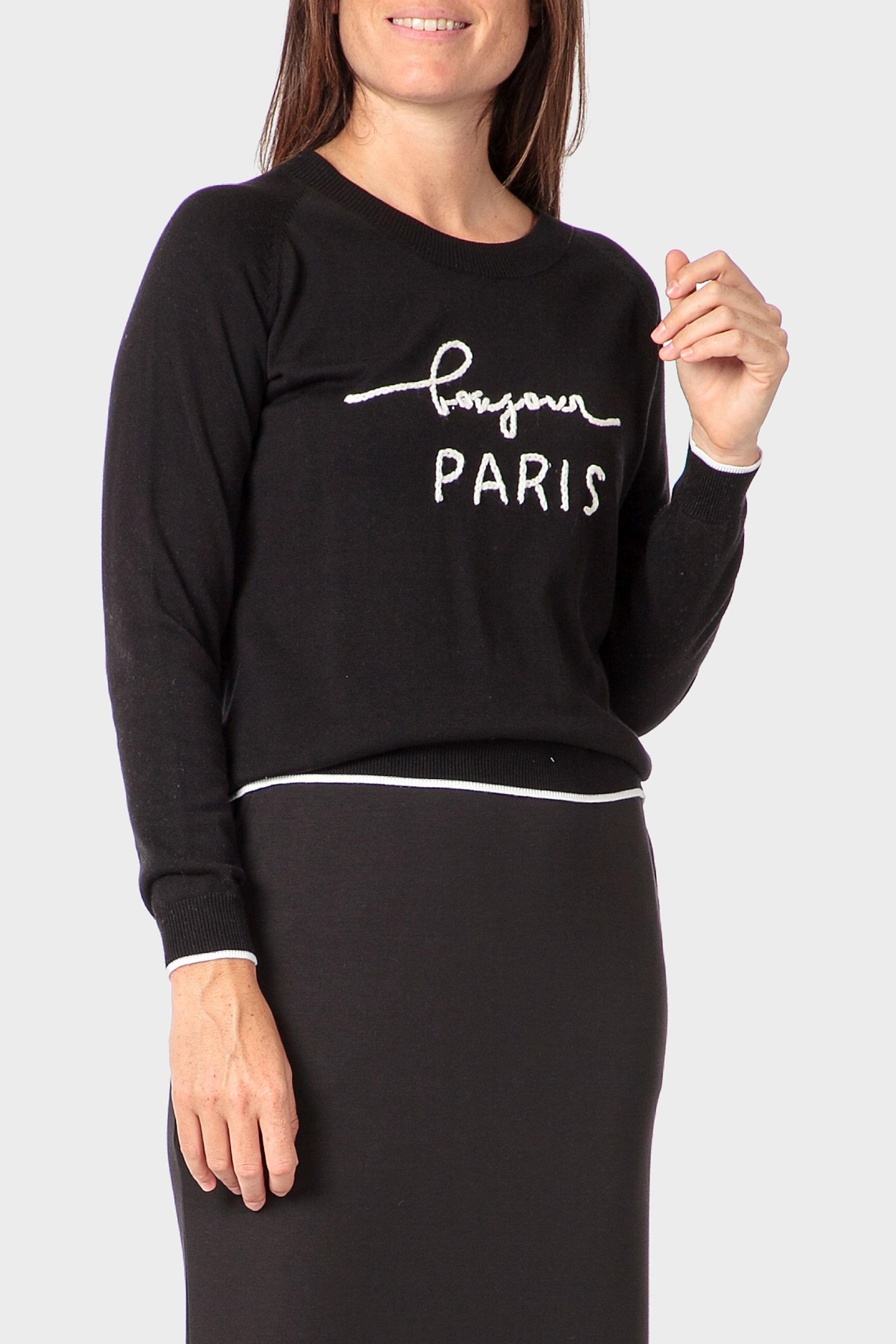 Black Embroidered Sweater, Black, medium