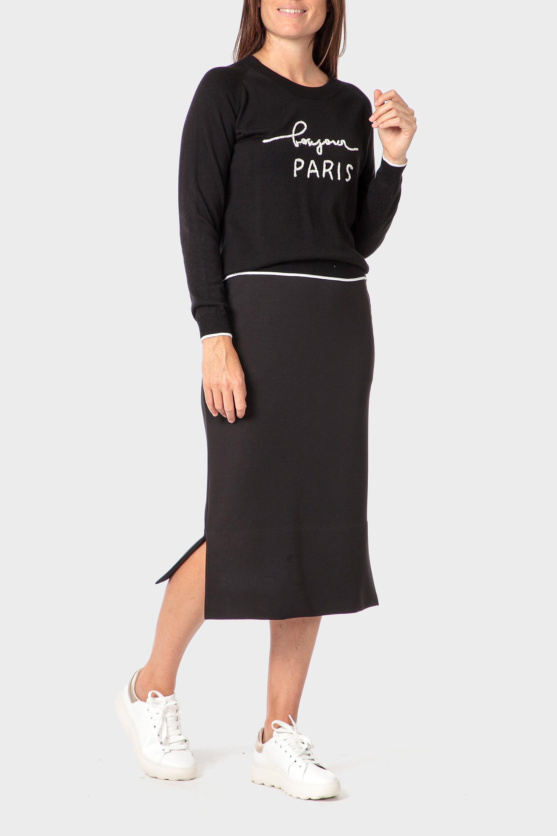 Black Embroidered Sweater, Black, large image number 1