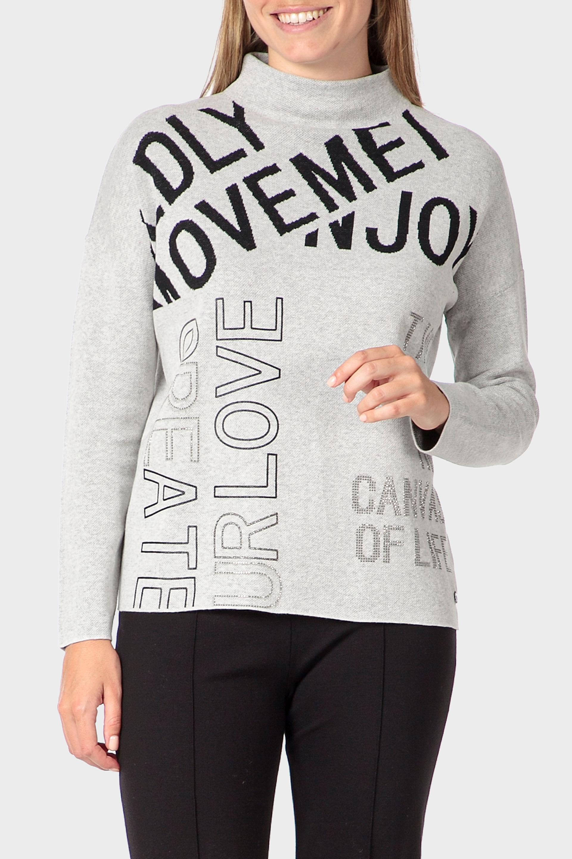 Grey Gemstone Printed Sweater, Grey Melange, large image number 0