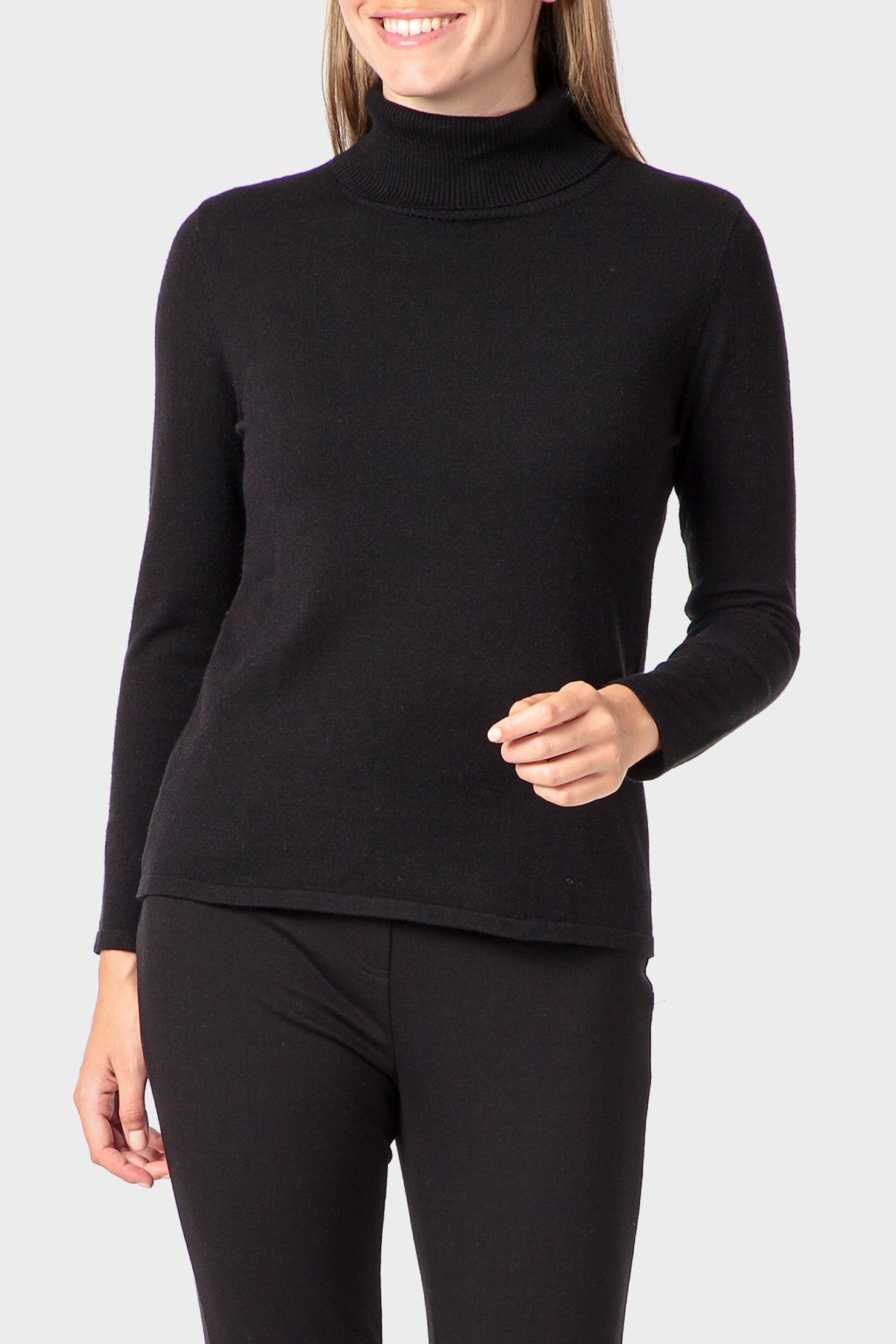 Black Basic Turtleneck Sweater, 3701_120, medium