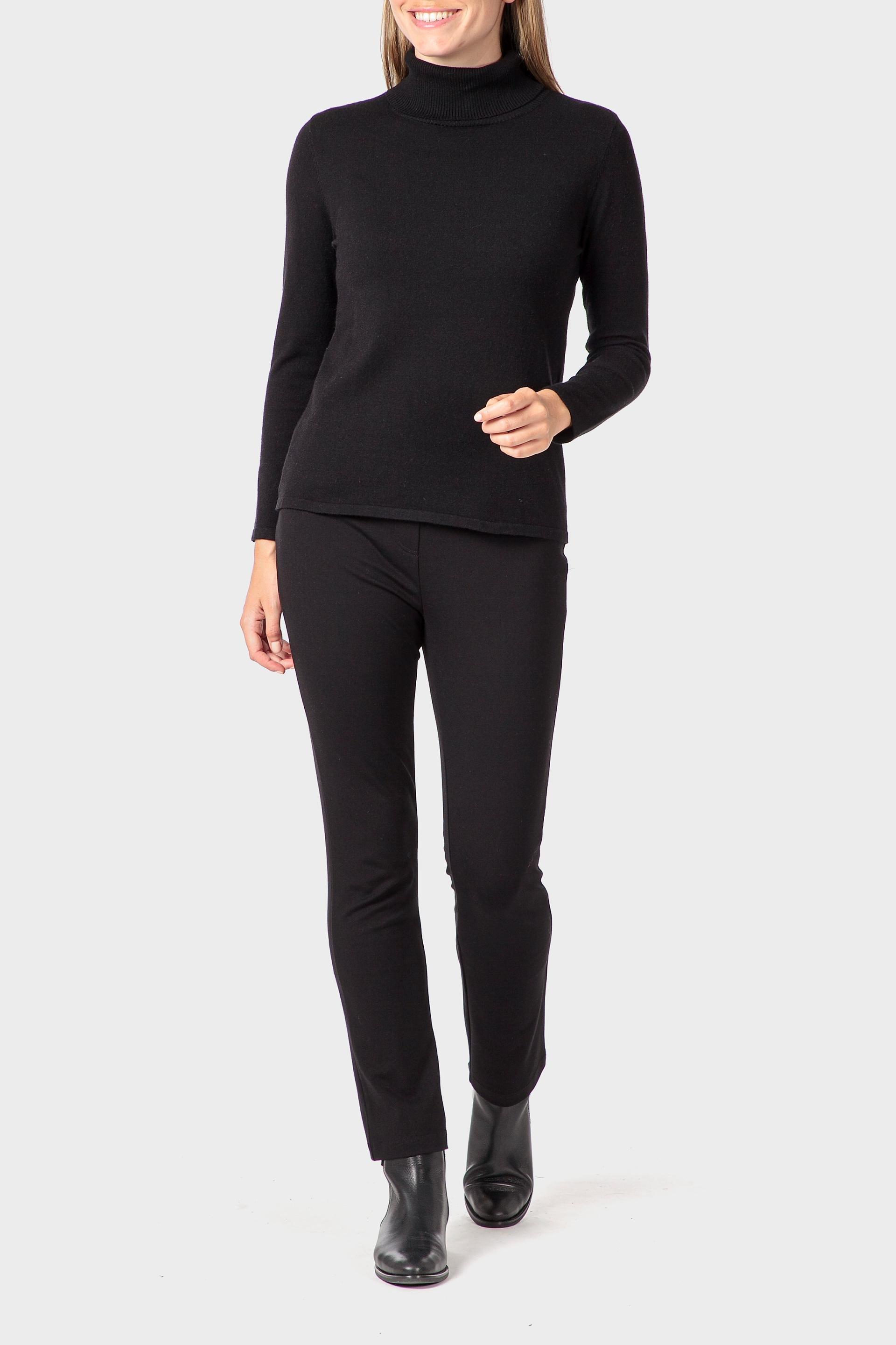 Black Basic Turtleneck Sweater, 3701_120, medium