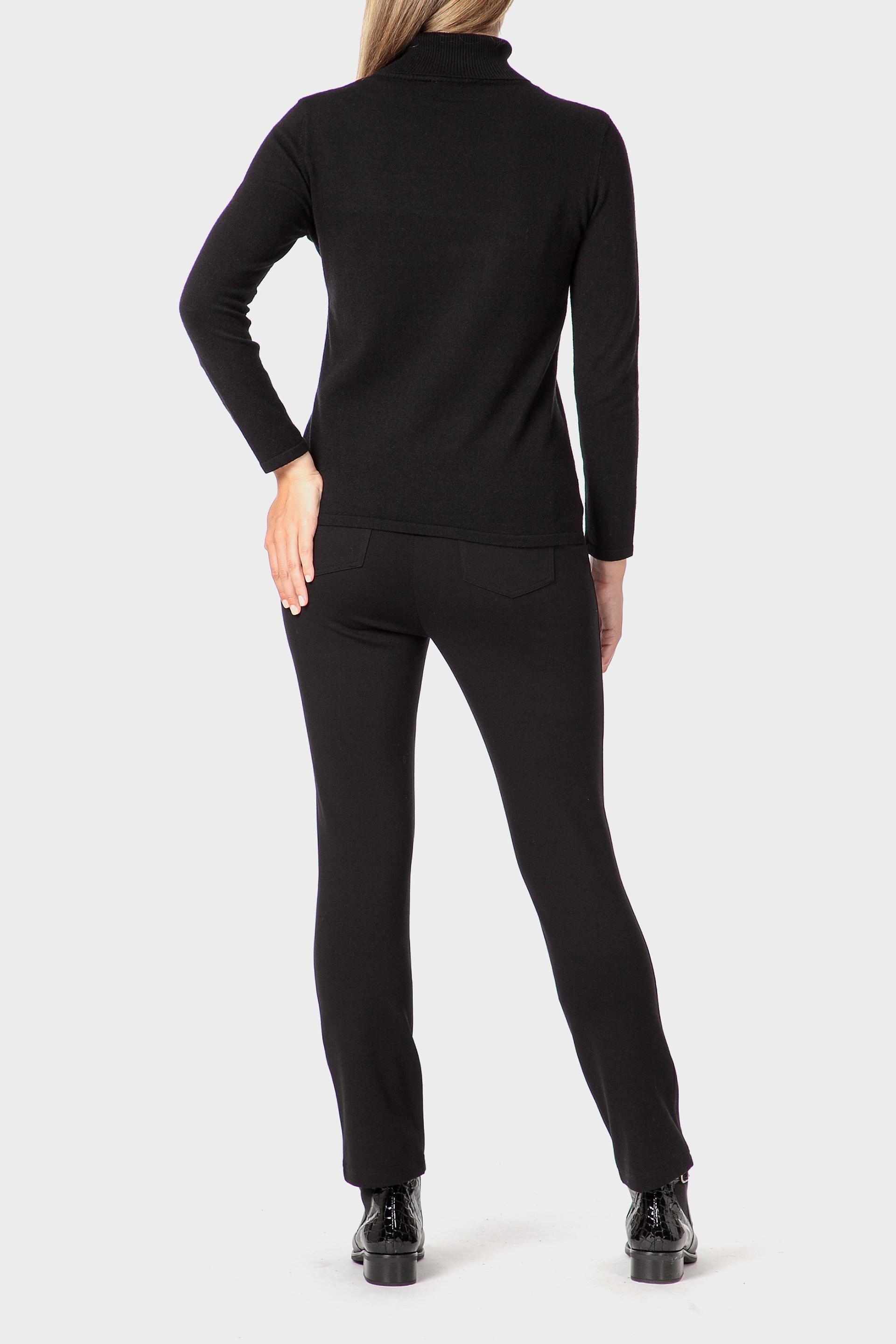 Black Basic Turtleneck Sweater, 3701_120, large image number 3