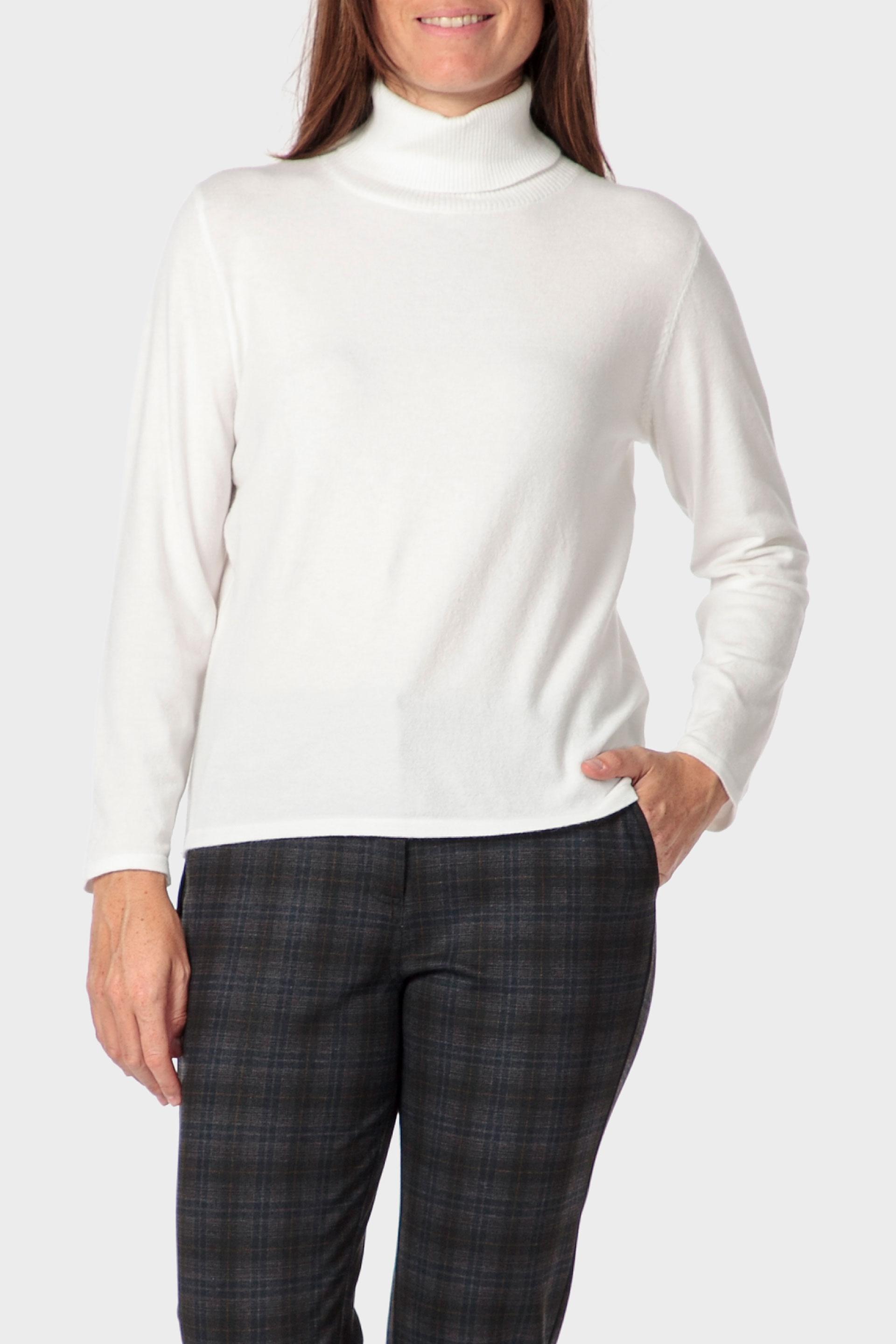 White Basic Turtleneck Sweater, 3701_232, medium