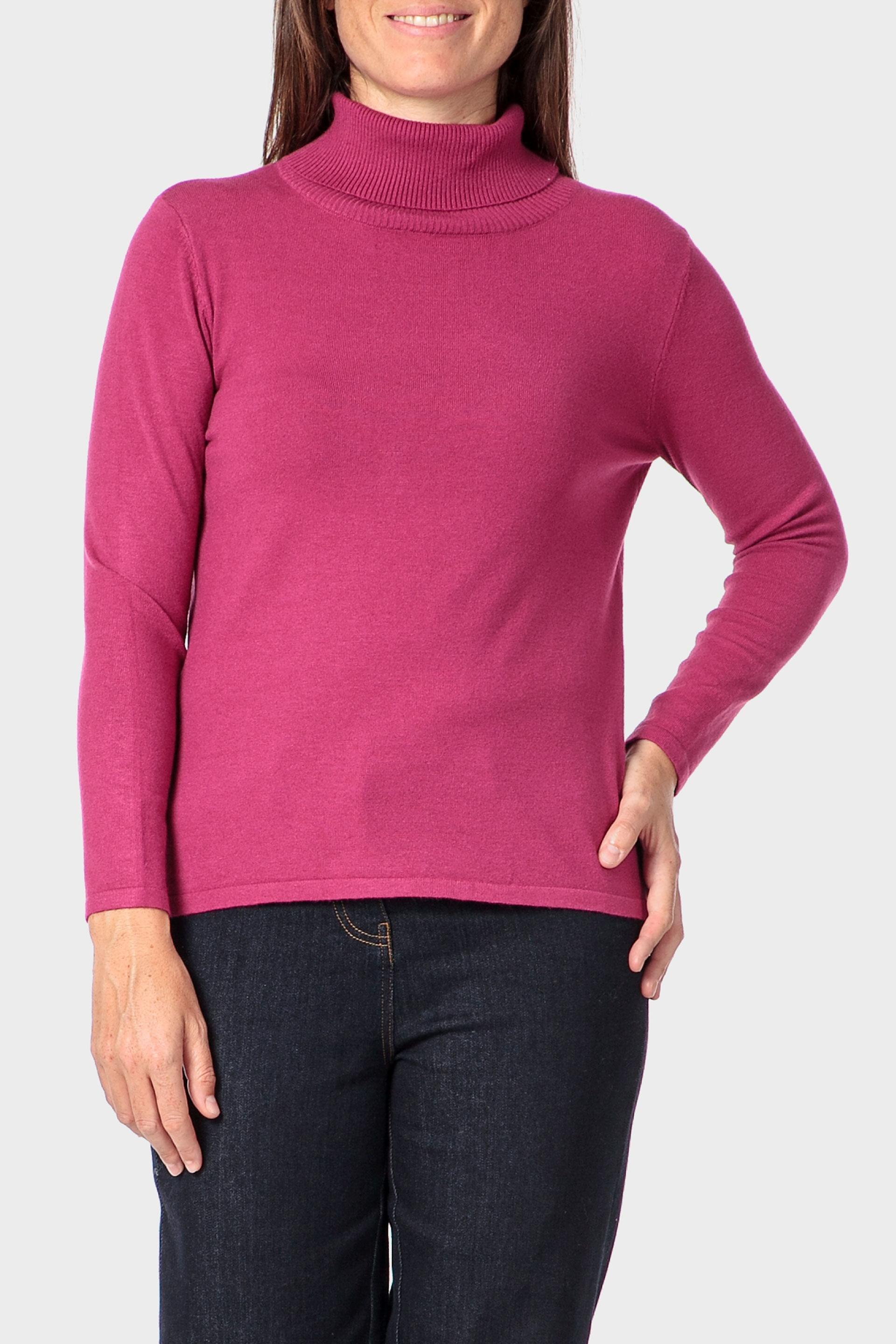 Pink Basic Turtleneck Sweater, 3701_333, large image number 0