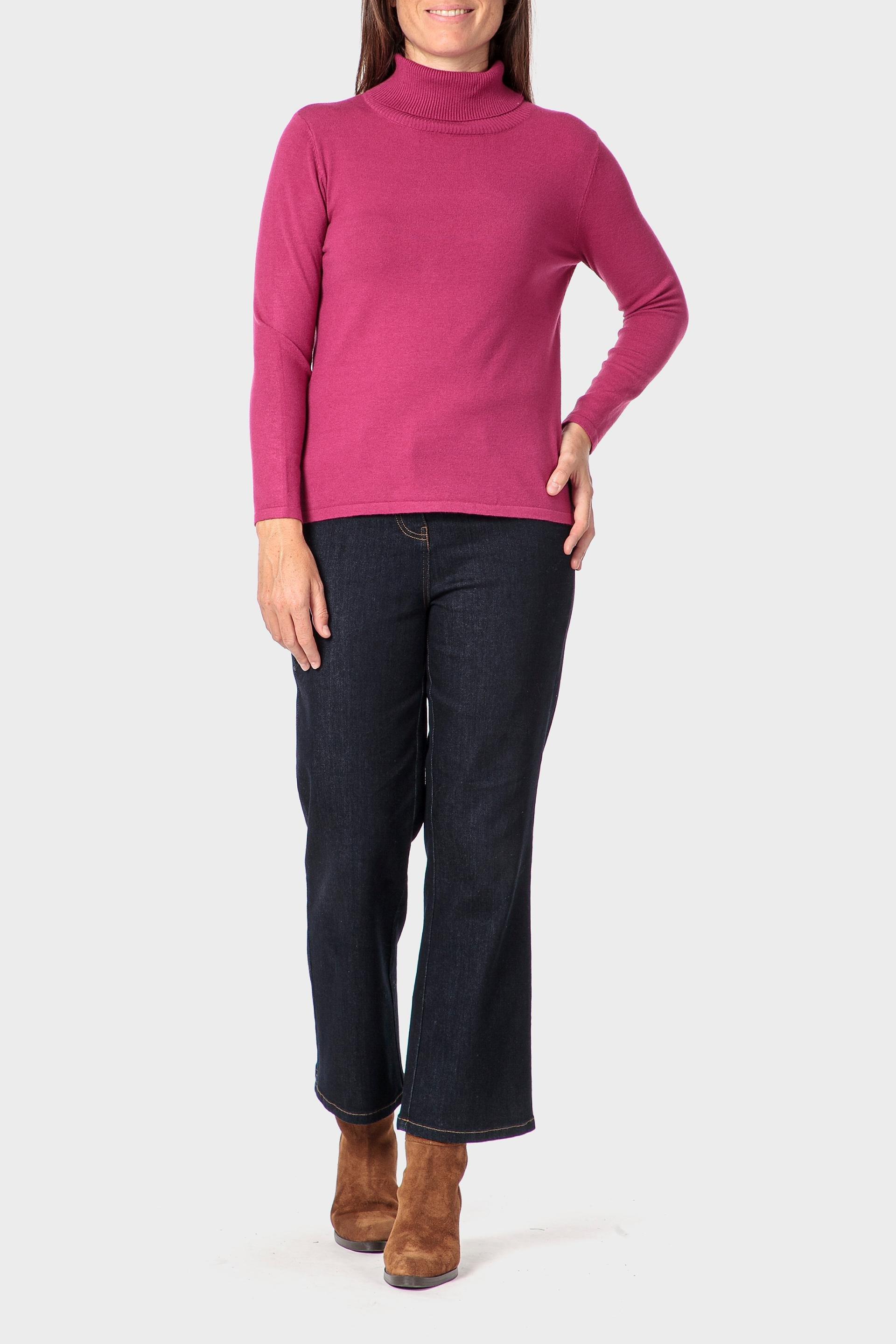 Pink Basic Turtleneck Sweater, Red Pomegranate, large image number 1