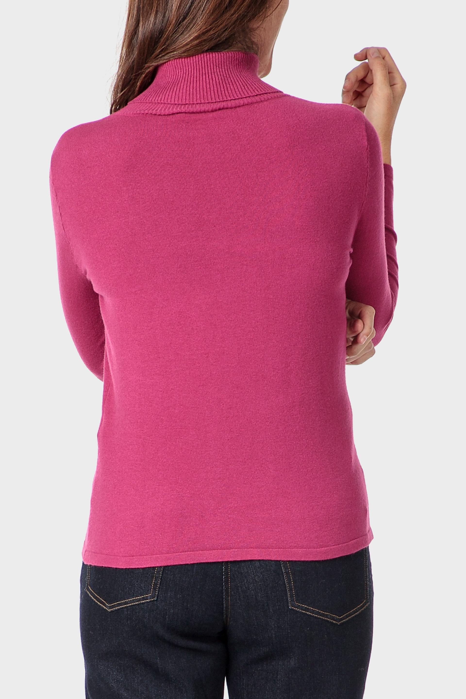 Pink Basic Turtleneck Sweater, Red Pomegranate, large image number 2