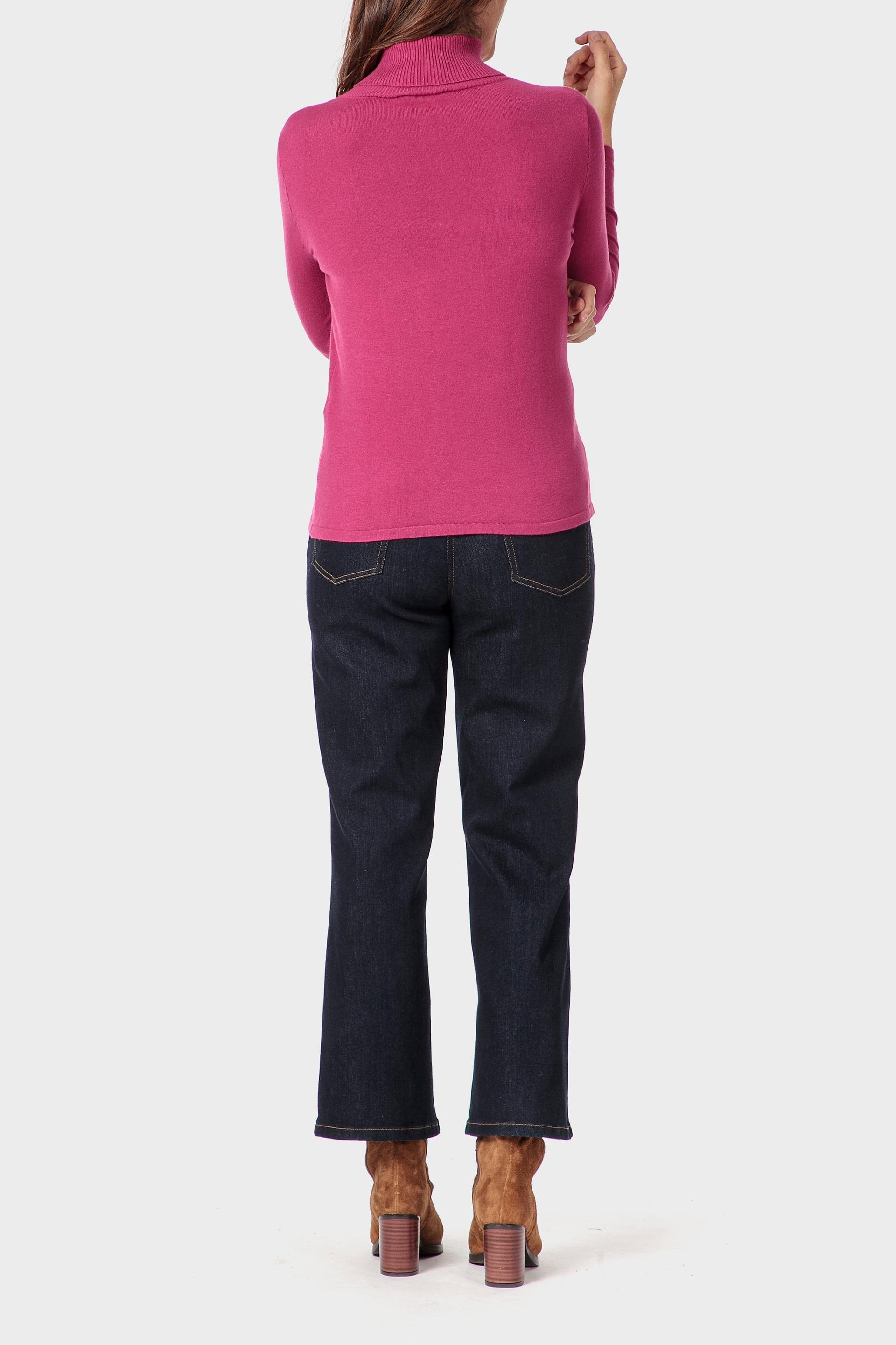 Pink Basic Turtleneck Sweater, 3701_333, large image number 3