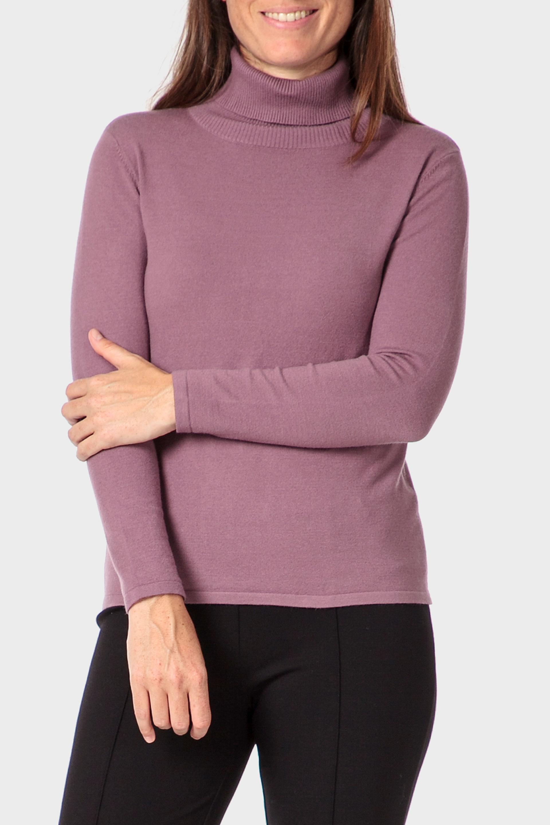 Pink Basic Turtleneck Sweater, 3701_371, medium