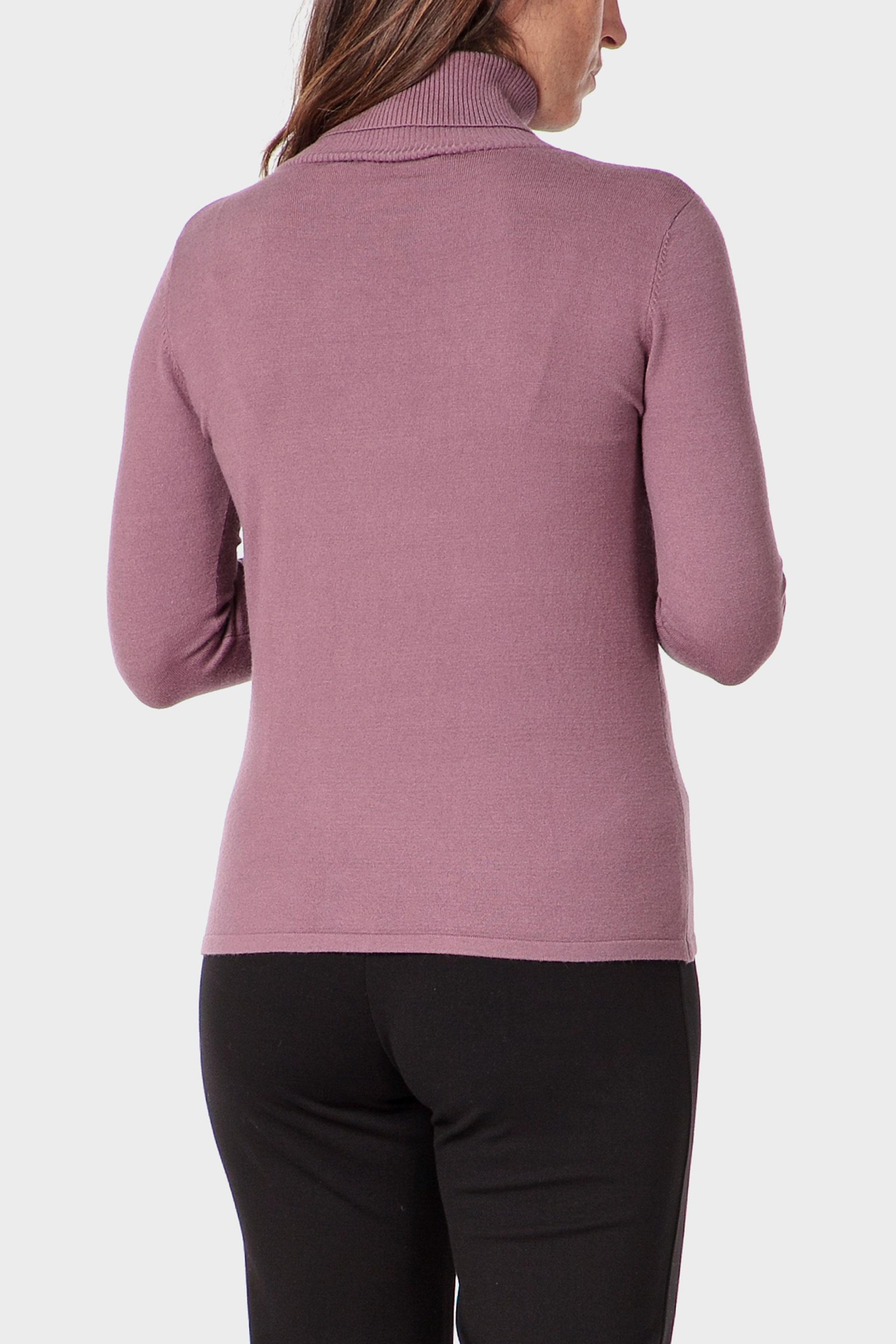 Pink Basic Turtleneck Sweater, 3701_371, medium
